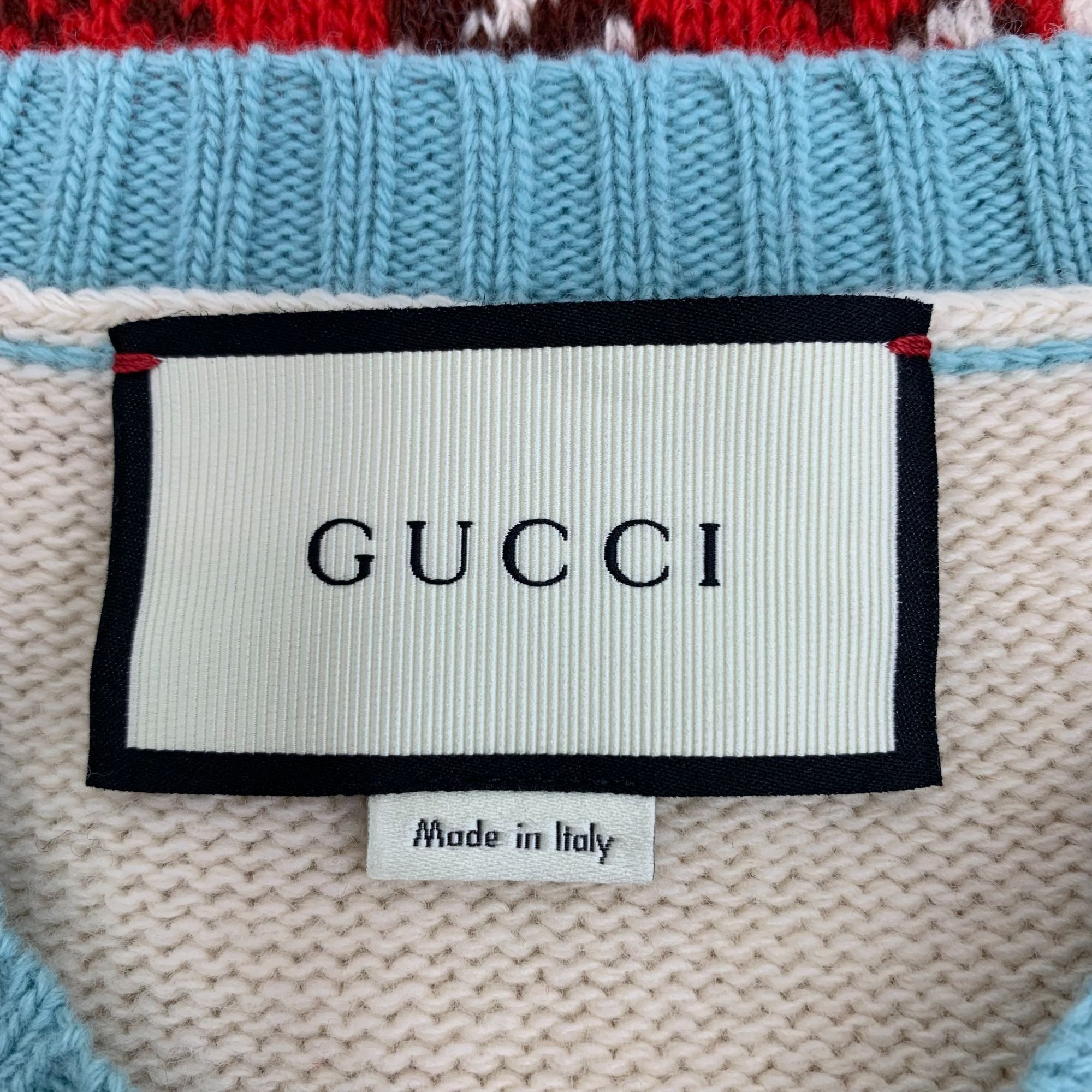 Gucci GUCCI Red Tiger Wool Knit Sweater Size S Turquoise Cream Lux Size S / US 4 / IT 40 - 2 Thumbnail