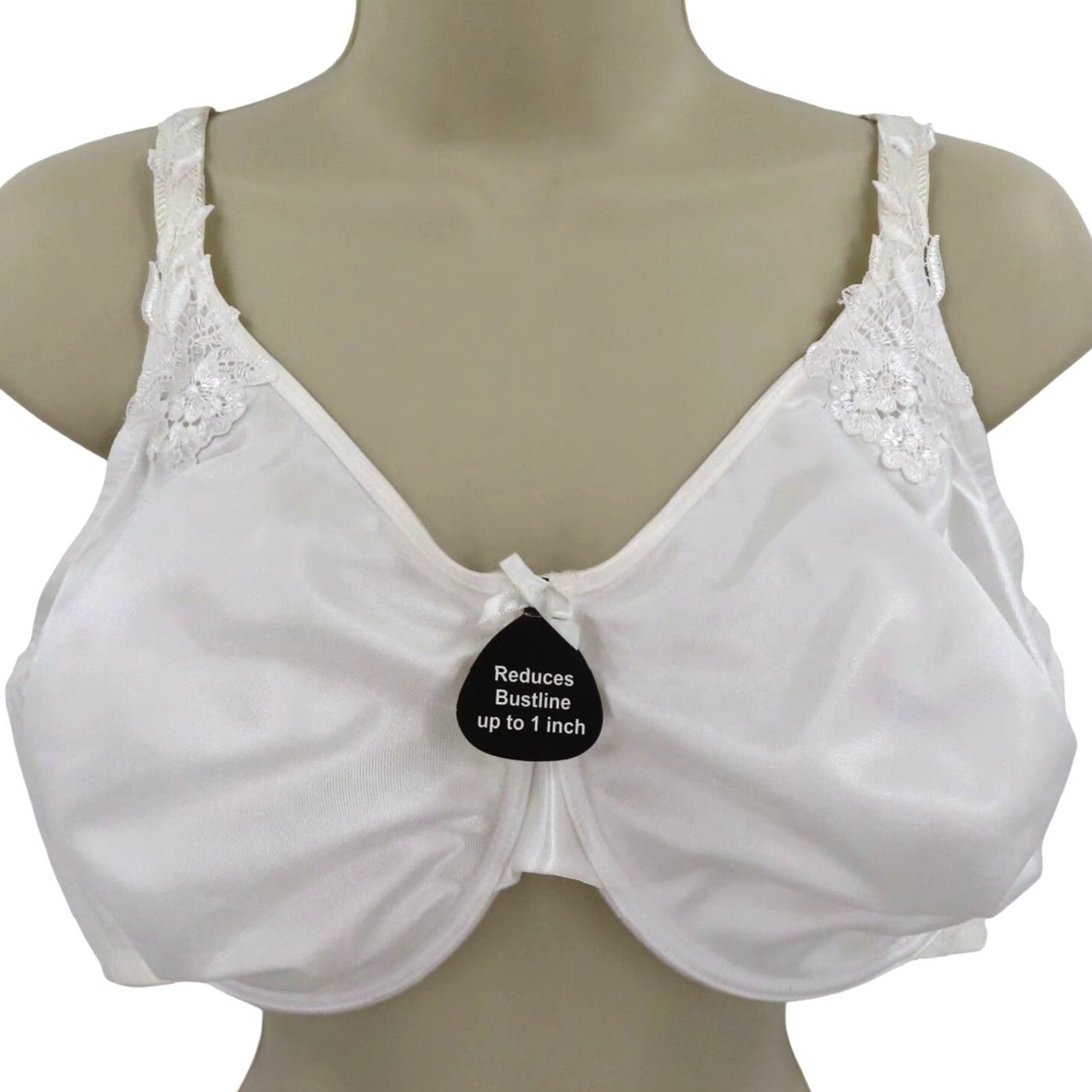 Vintage Enchanted Bra 44DD Minimizer Underwire Unlined White 537111 Size ONE SIZE - 2 Thumbnail