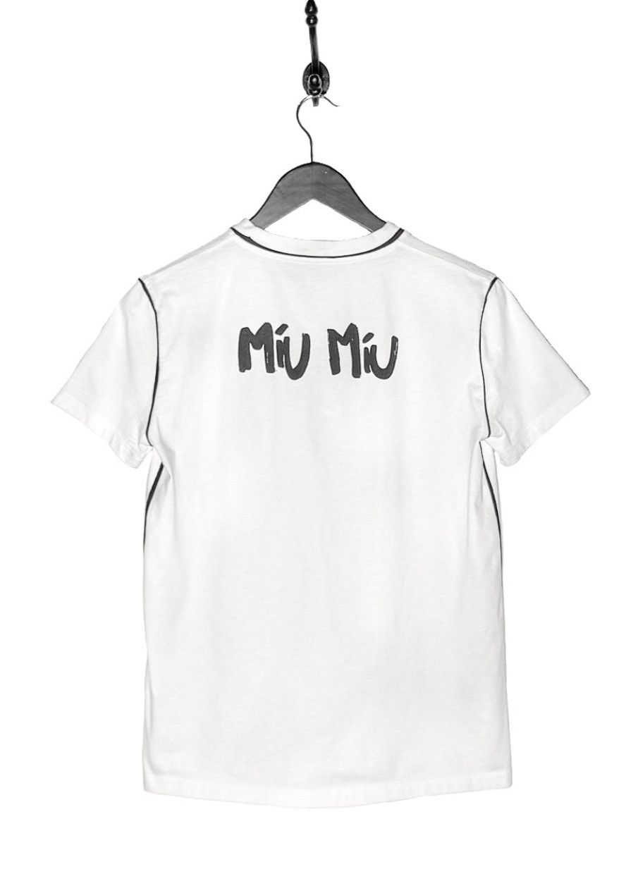 Miu Miu Miu Miu 2018 White T-shirt with Logo Detail Size M / US 6-8 / IT 42-44 - 5 Thumbnail