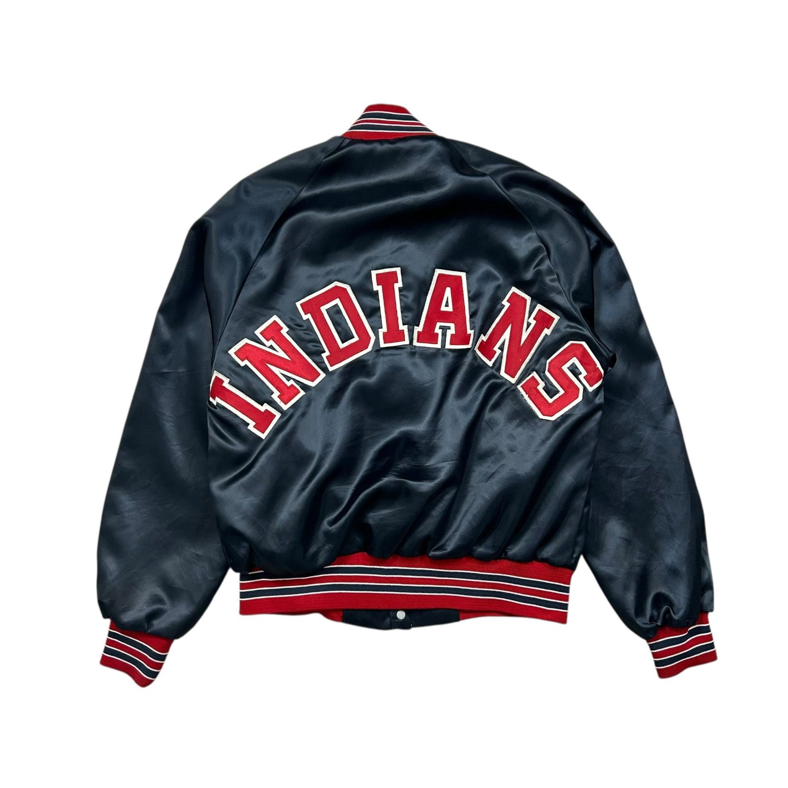 MLB VTG 90s CLEVELAND INDIANS CHALK LINE SATIN JACKET SPELL OUT Size US M / EU 48-50 / 2 - 1 Thumbnail
