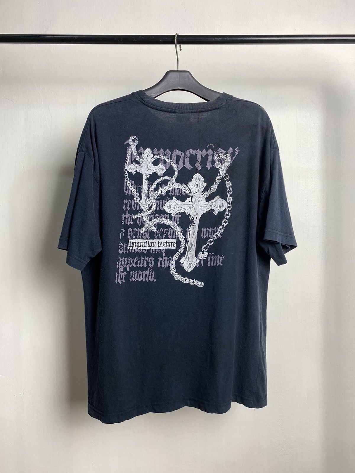 If Six Was Nine × Japanese Brand × Le Grande Bleu (L.G.B.) Breakers Poem Big Cross Gothic Faded Tshirt Size US L / EU 52-54 / 3 - 1 Thumbnail