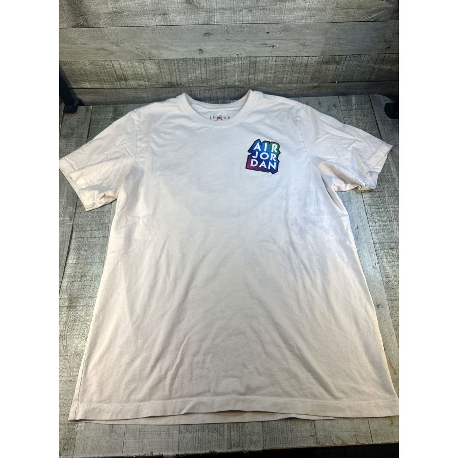 Jordan Brand Air Jordan Flight Decal Sticker Shirt Large White Crew Neck Short Sleeve Mens Nike Air Jumpman Graffiti Retro Sports T-Shirt Size US L / EU 52-54 / 3 - 3 Thumbnail