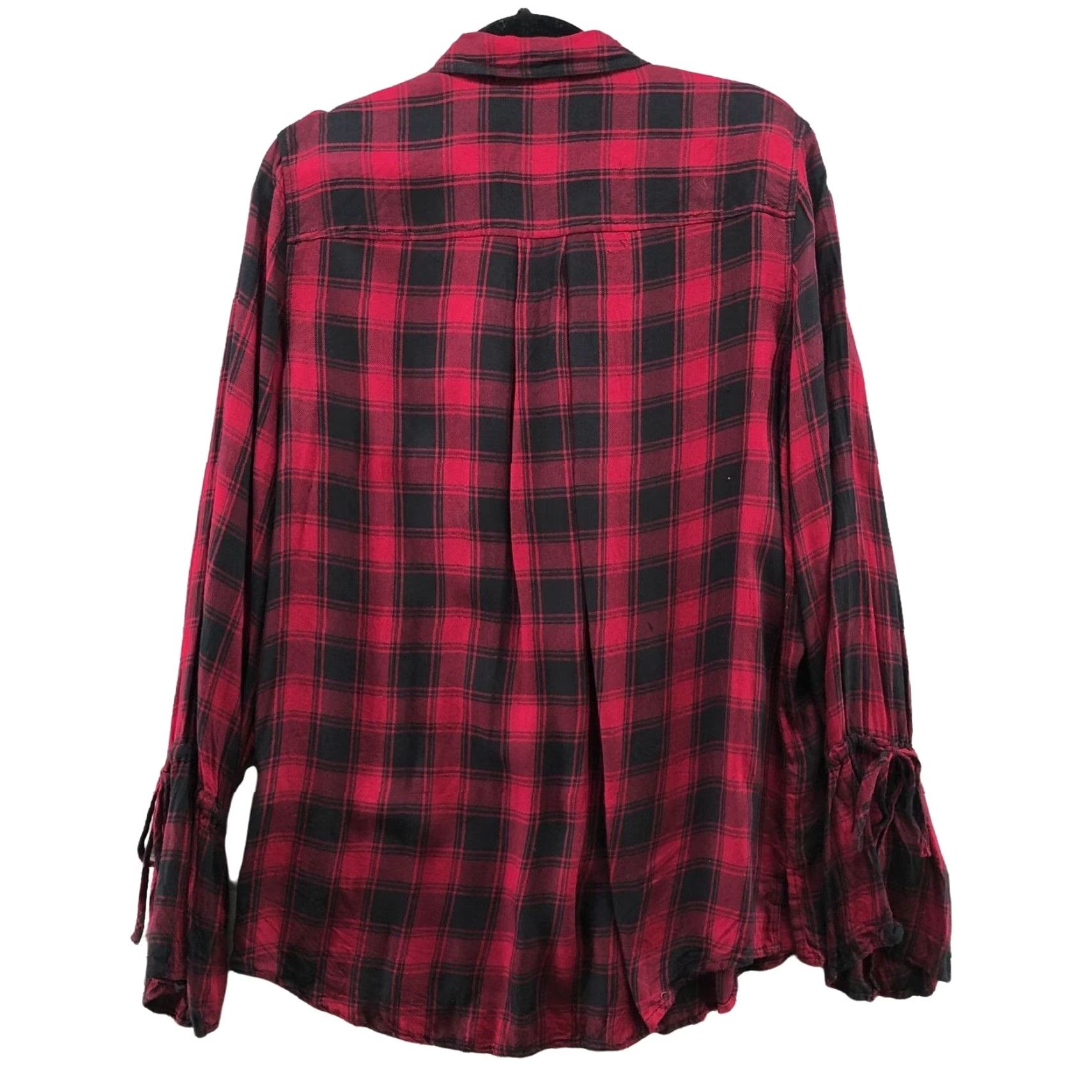 Express VINTAGE Express Buffalo Plaid Flannel Shirt Womens Medium Red Black Rayon Long Sleeve Button Up Bohemian Size M / US 6-8 / IT 42-44 - 2 Thumbnail