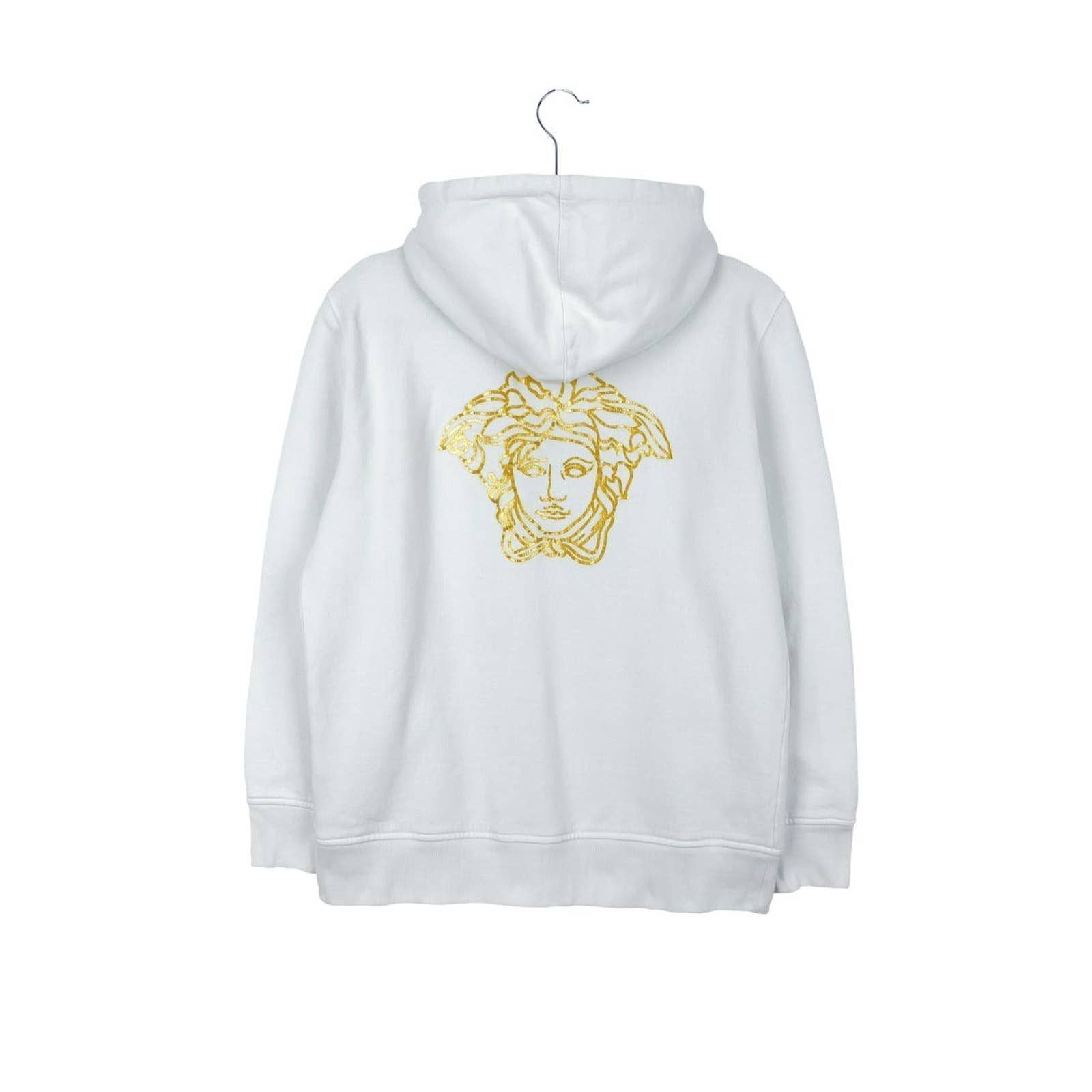 Gianni Versace Medusa Gold Back Logo White Hoodie Sweatshirt