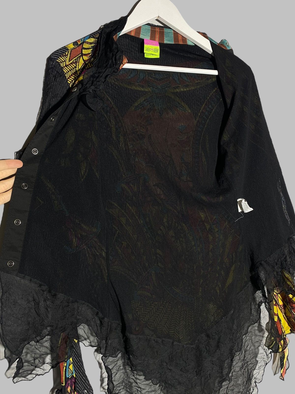 Designer × Vintage Save The Queen Women Art To Wear Top Blouse Button Up Size S / US 4 / IT 40 - 22 Thumbnail