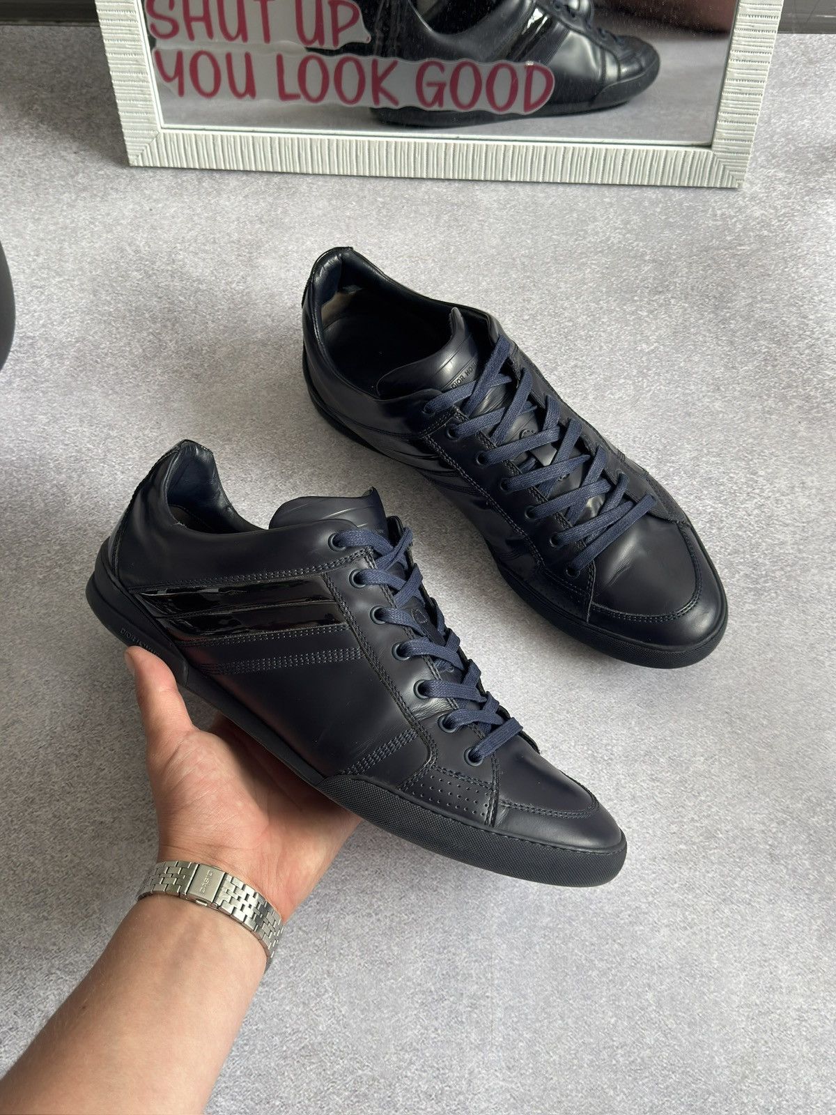 Dior Dior Home B18 Leather Sneakers Navy Blue Shoes men 45 US 12 Size US 12 / EU 45 - 1 Thumbnail
