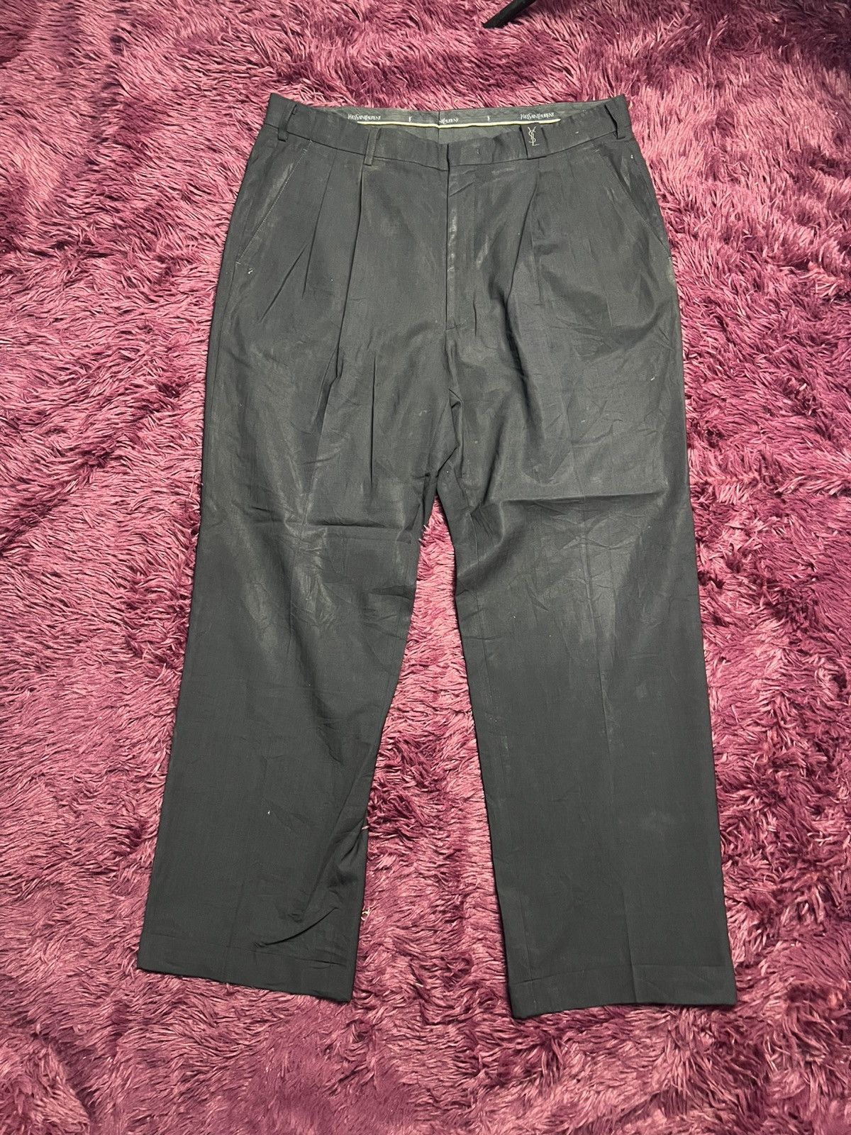 Yves Saint Laurent Vintage Yves Saint Laurent Pour Homme Pleated Trousers (45) Size US 35 - 1 Thumbnail