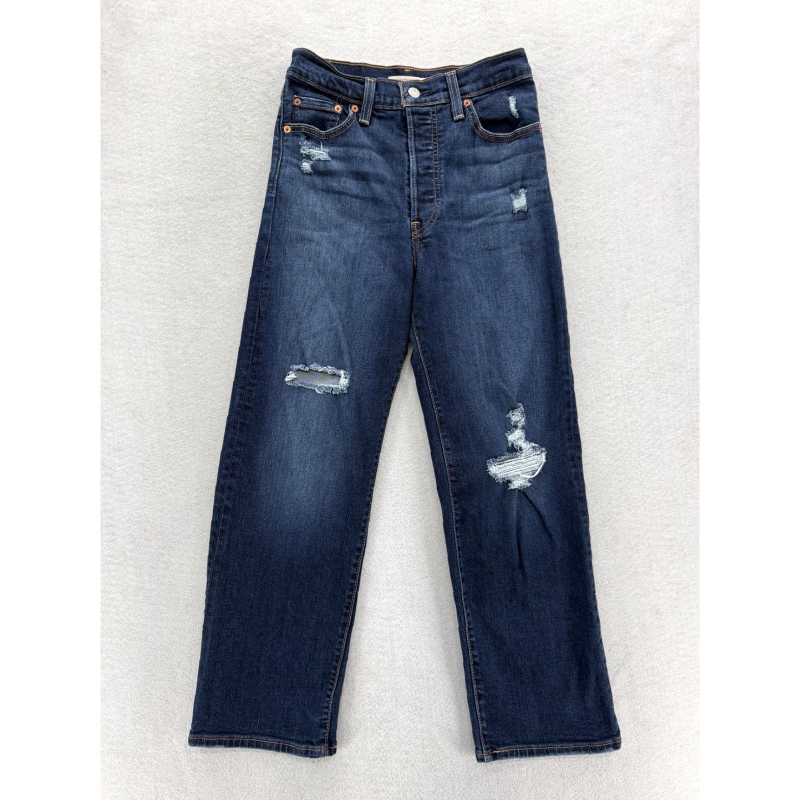 Levi's Levis Blue Jeans Womens High Rise Distressed Ribcage Straight 26 Denim Pants 5-Pocket Size 26" / US 2 / IT 38 - 2 Thumbnail