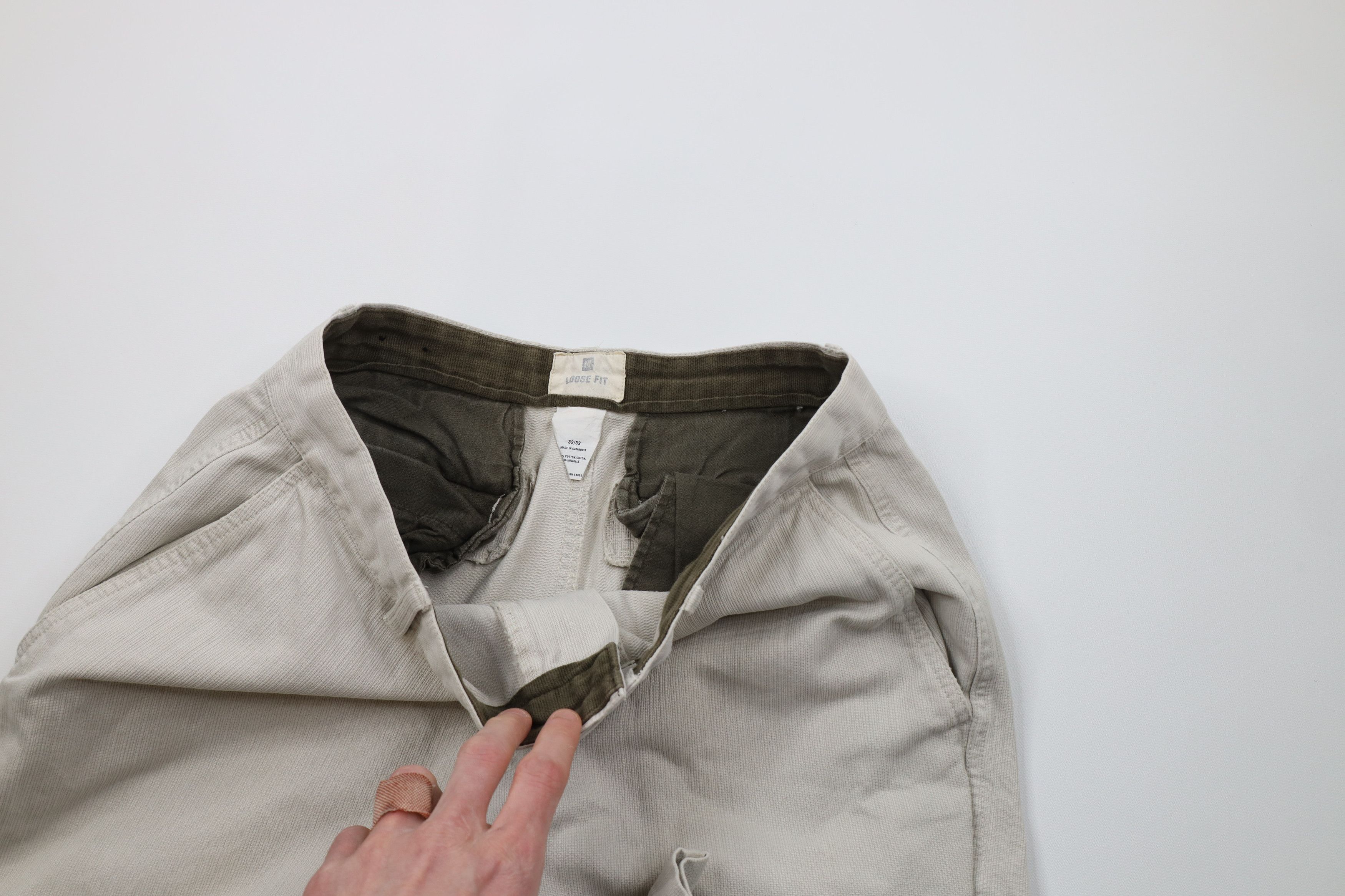 Gap × Vintage Vintage Gap Loose Fit Wide Leg Striped Chino Pants Beige Size US 32 / EU 48 - 7 Thumbnail