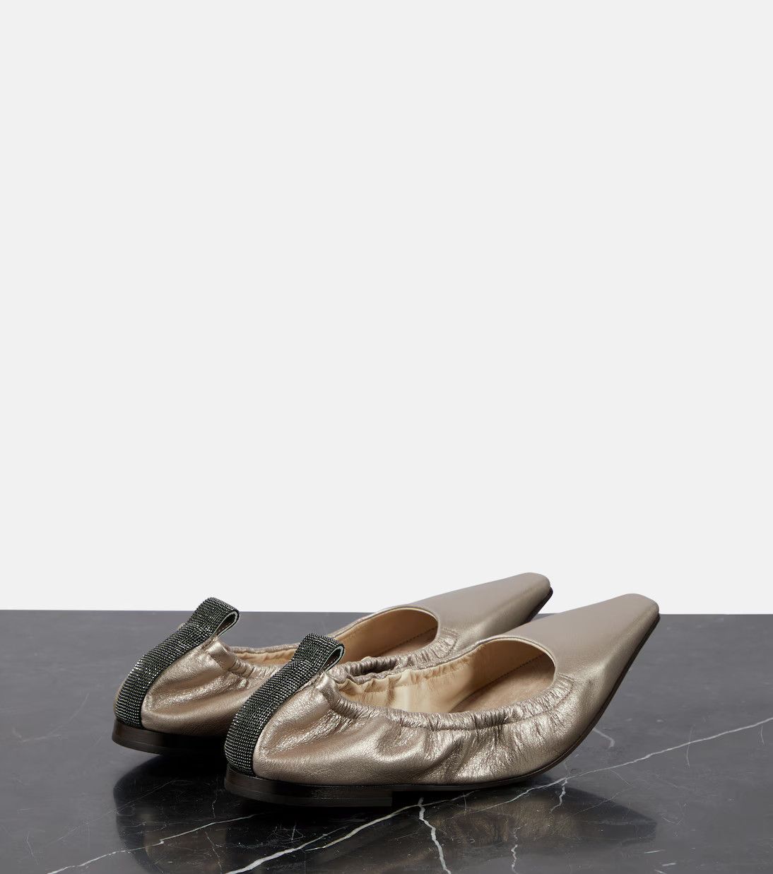 Brunello Cucinelli o1y0725 Ballet Flats in Platinum Size US 7 / IT 37 - 2 Thumbnail