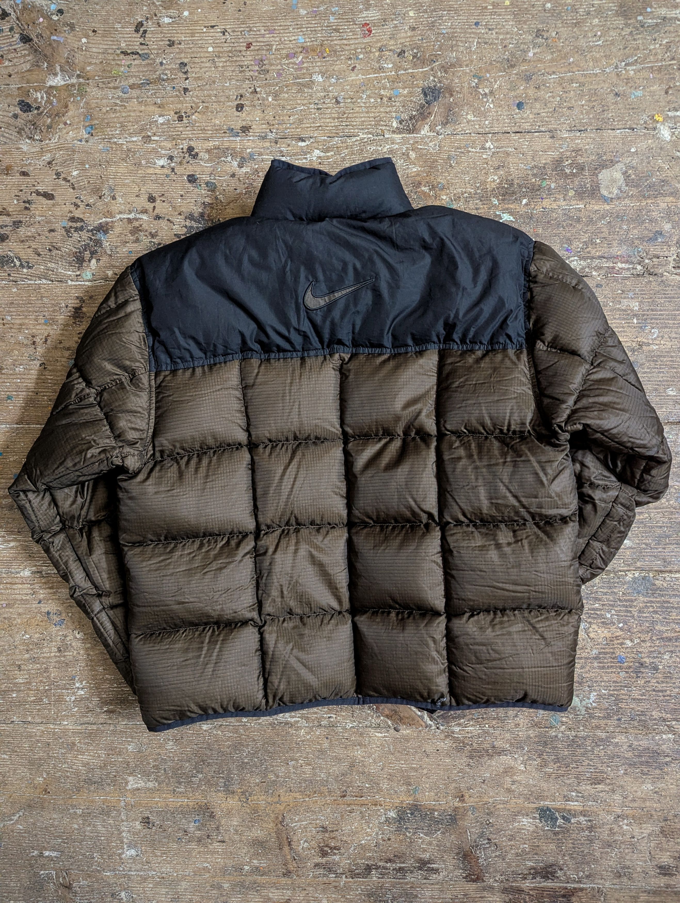 Nike 00s Nike Swoosh Brown Down Puffer Jacket Size US M / EU 48-50 / 2 - 7 Thumbnail
