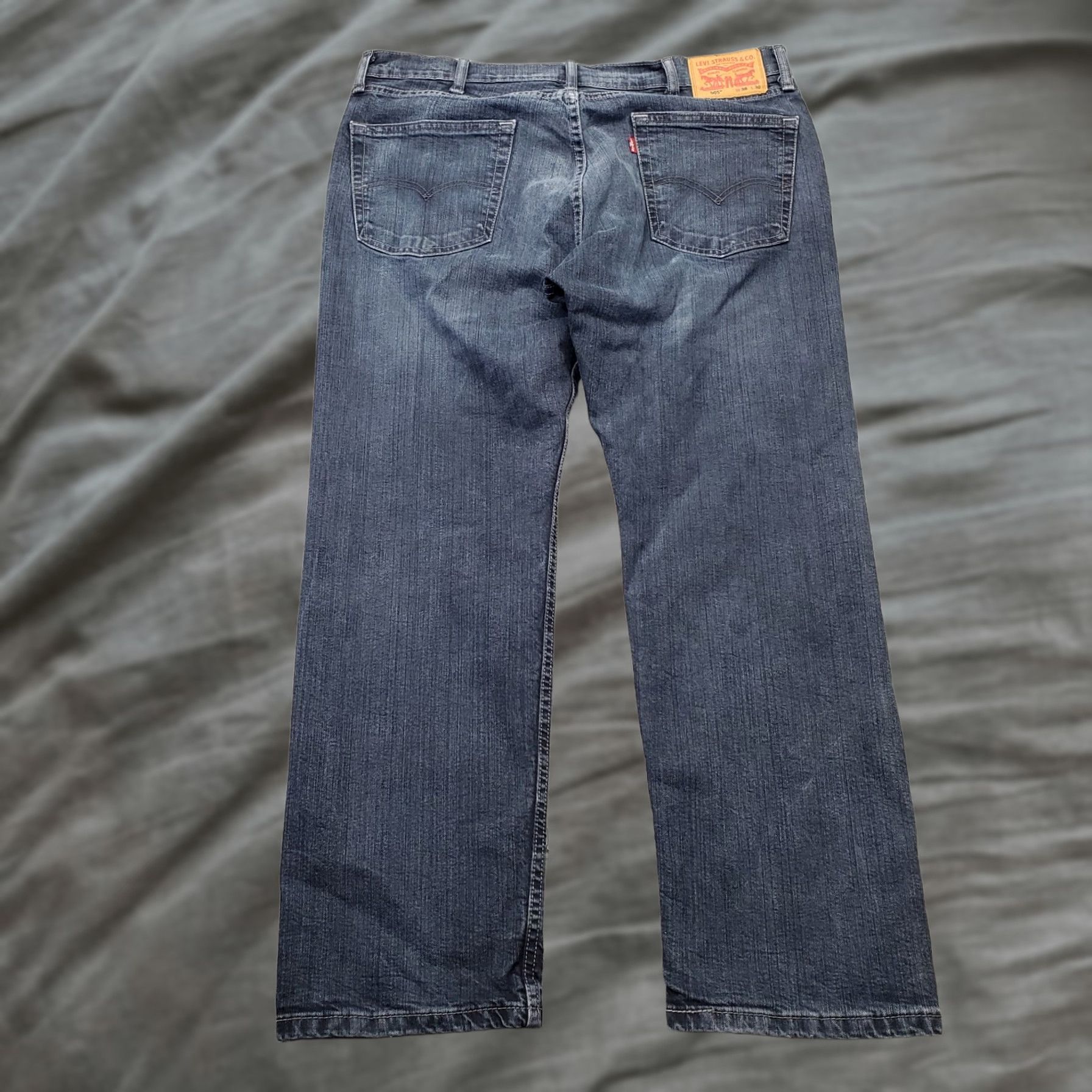 Levi's Levi's 505 Straight Jeans Men's 38x30 Blue Denim Stretch Regular Fit Whiskered Jeans Mens 38 Blue Denim Stretch Size US 38 / EU 54 - 1 Thumbnail