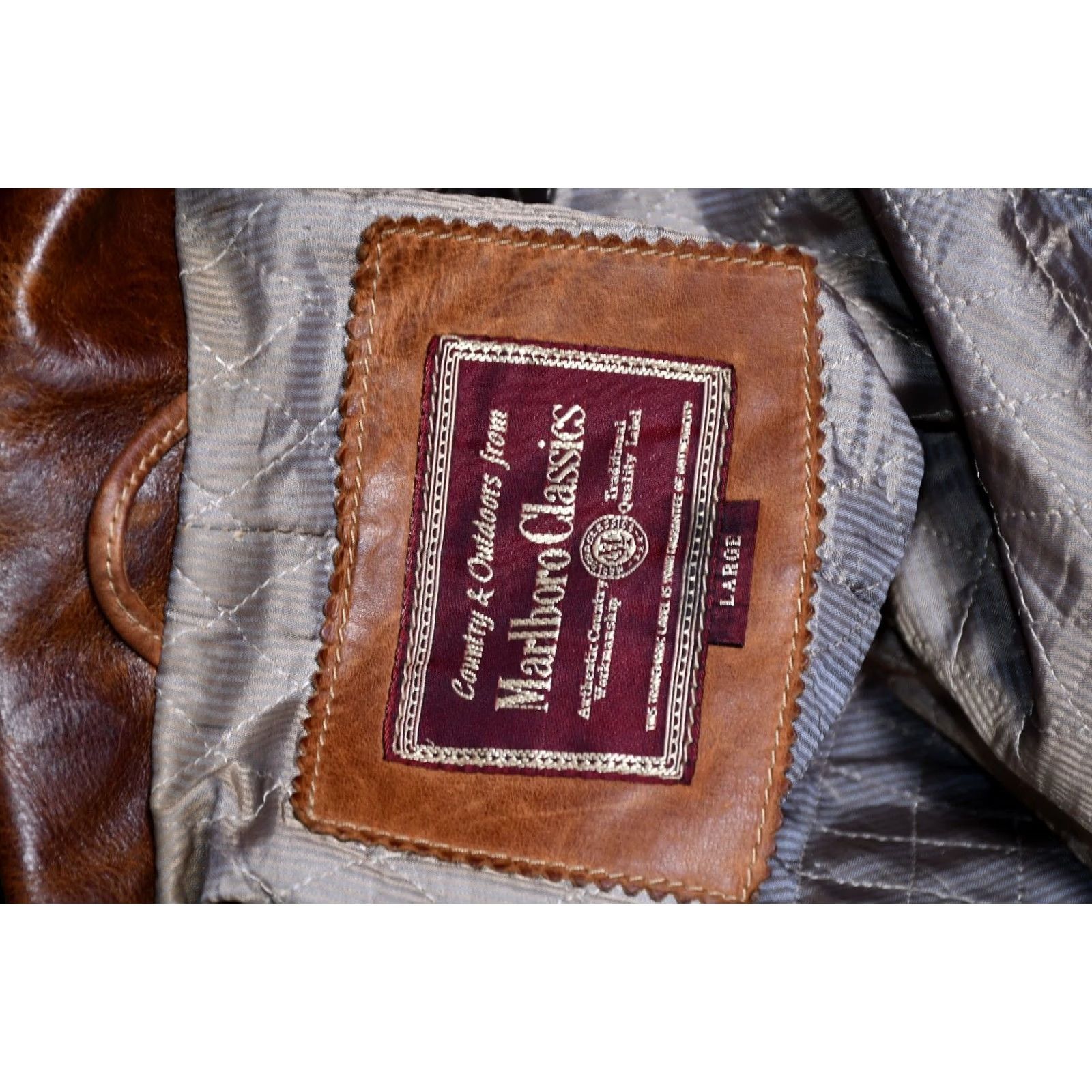 Marlboro VINTAGE Marlboro Classics Leather Jacket Men L Brown Winter Casual Year? (omit uncertain) Size US L / EU 52-54 / 3 - 4 Thumbnail