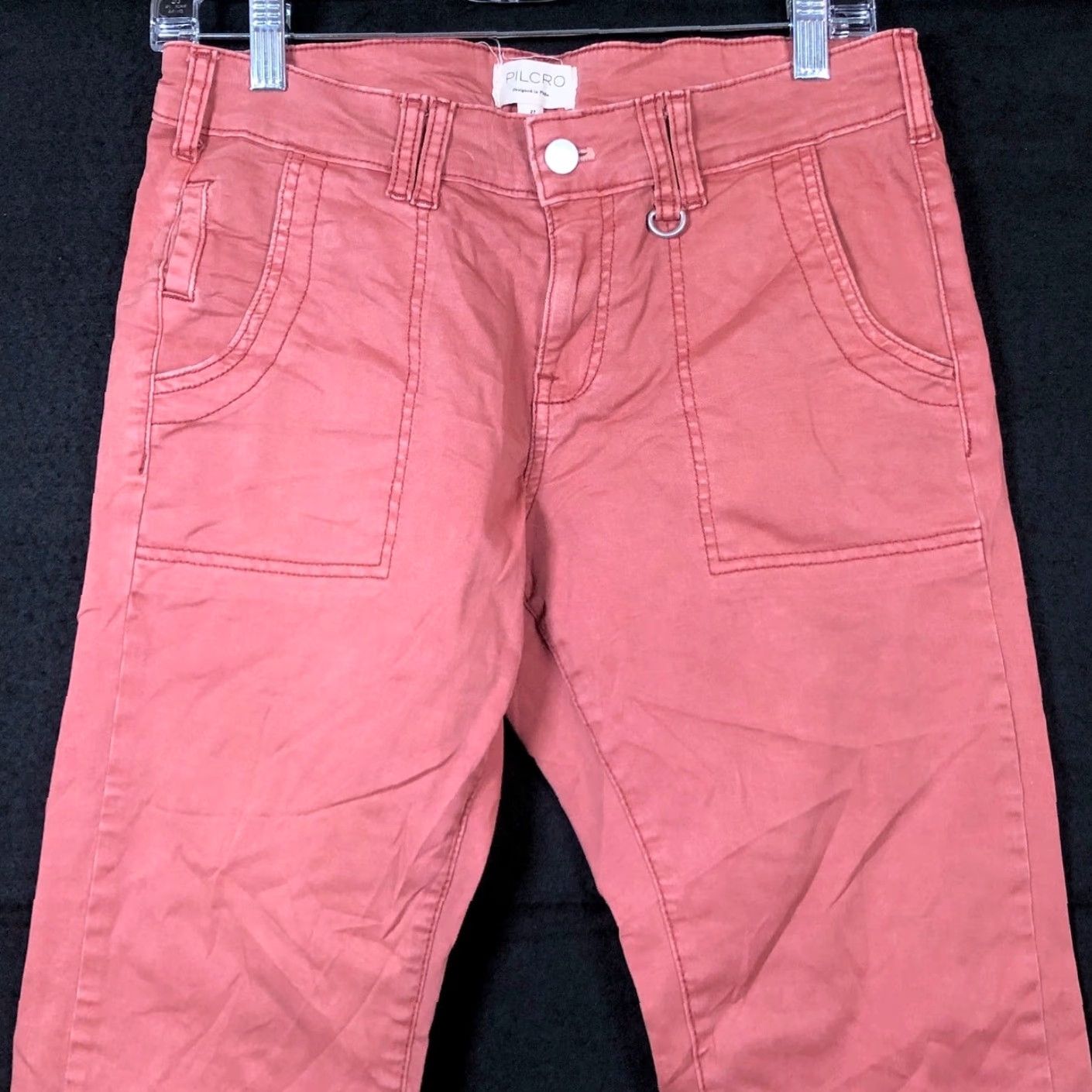 Vintage VINTAGE Pilcro Womens Pants Blush Mid Rise Slim Straight Cotton Blend Stretch 27 Size 30" / US 8 / IT 44 - 2 Thumbnail