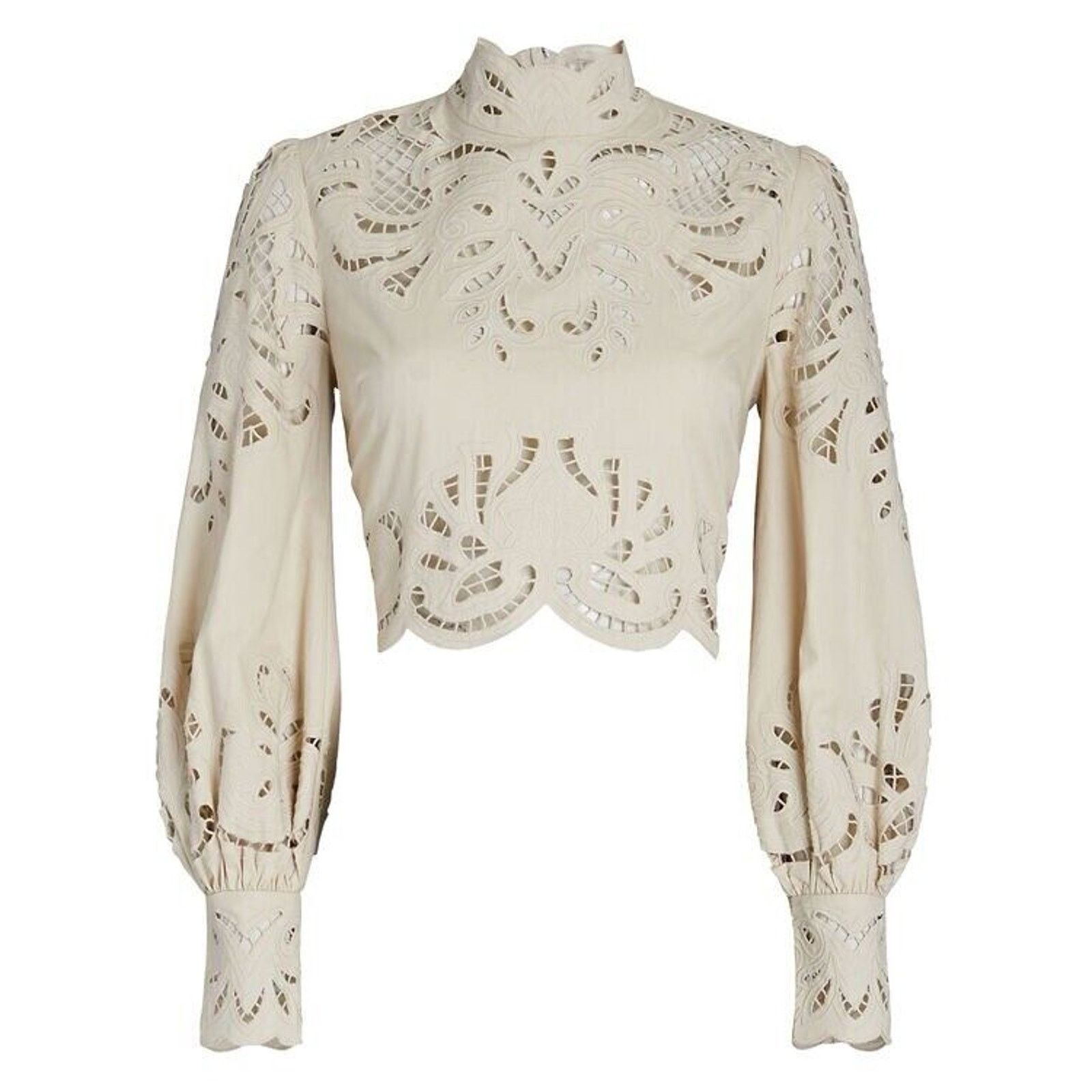 INTERMIX INTERMIX Jasmine Organic Cotton Detailed Lace Cuff Blouse 6 Size M / US 6-8 / IT 42-44 - 4 Thumbnail