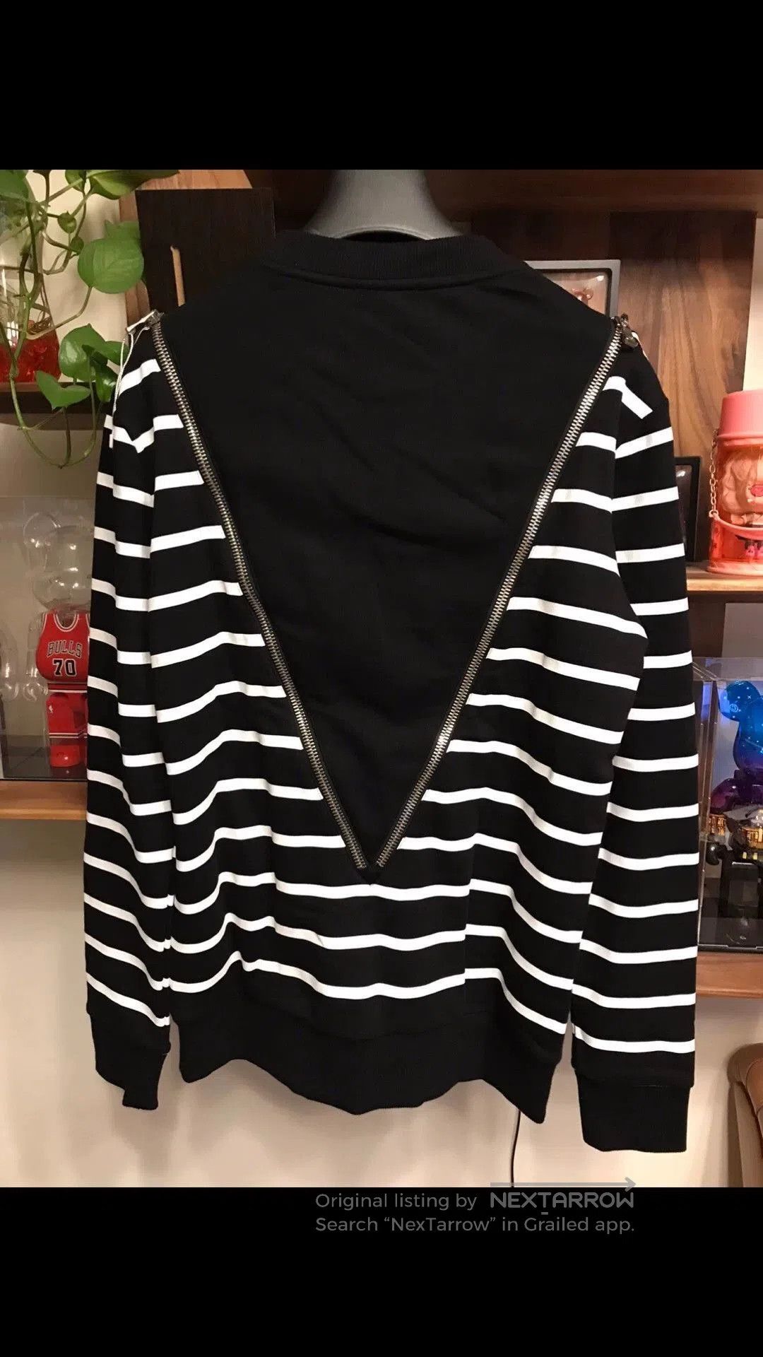 Balmain Black Striped Long Sleeve Shirt with Zipper Accents. Size US XL / EU 56 / 4 - 2 Thumbnail