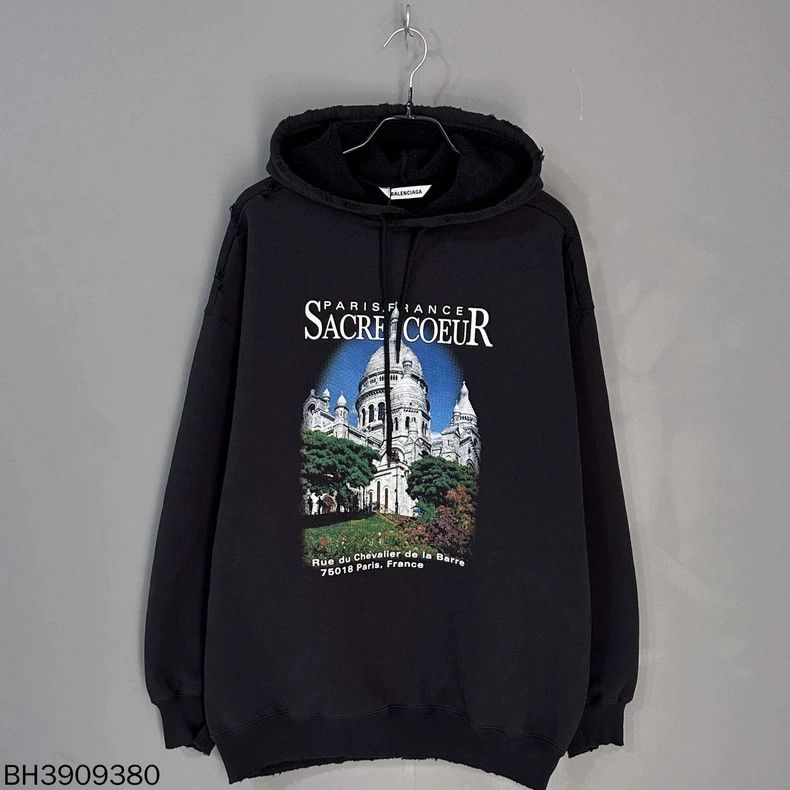 Balenciaga Balenciaga Black Church Print Fleece Hoodie Size US S / EU 44-46 / 1 - 1 Thumbnail