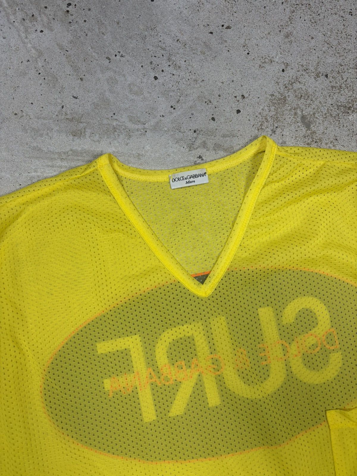 Dolce & Gabbana Vintage 90s Dolce & Gabbana Mare Yellow Surf Mesh T Shirt Size US XL / EU 56 / 4 - 4 Thumbnail