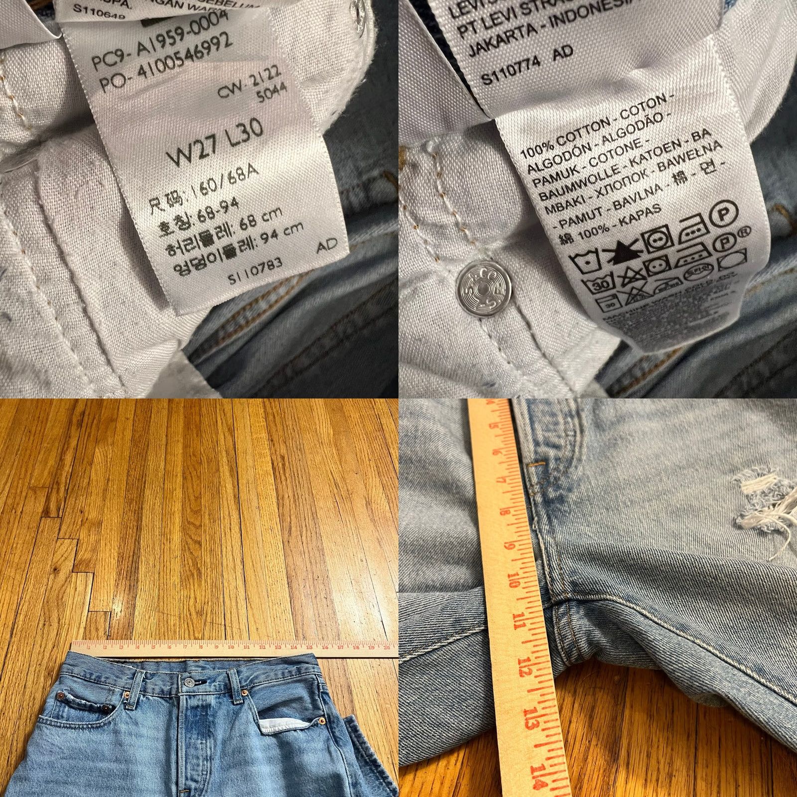 Levi's VINTAGE Levi’s Jeans Womens 27x30 501 Straight Distressed Premium Blue Pnats Button Fly Jeans Women 27 XS? Size 27" / US 4 / IT 40 - 8 Thumbnail