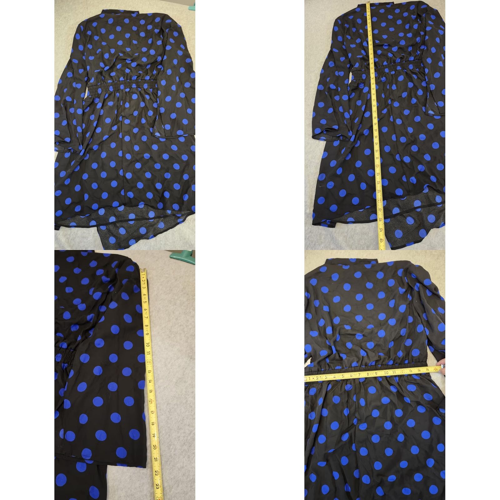 Vintage Emma & Michele Dress Womens XL Black Blue Polka Dot Wrap Long Sleeve Style Size XL / US 12-14 / IT 48-50 - 8 Thumbnail