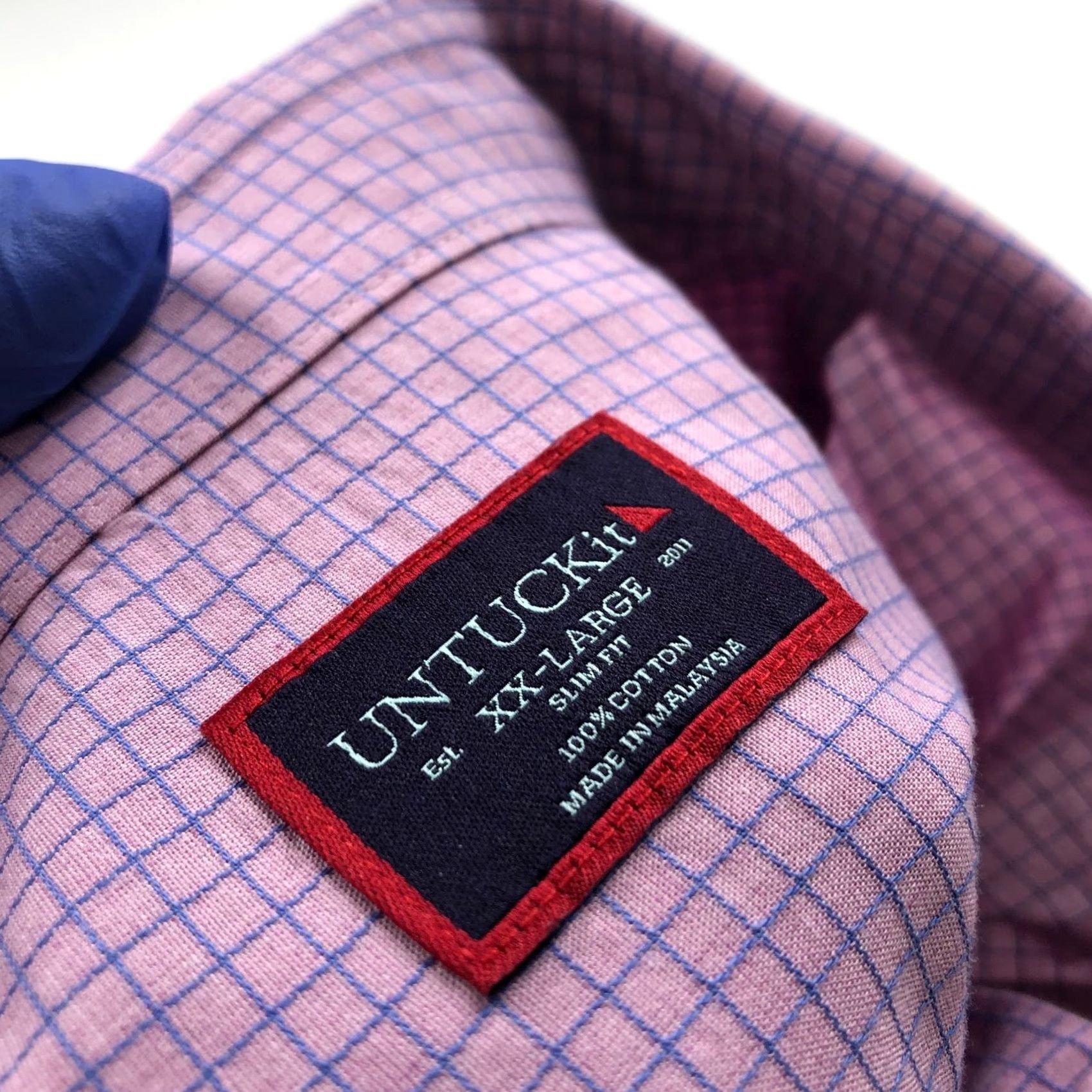 UNTUCKit UNTUCKit Slim Fit XXL 100% Cotton Button Collared Shirt Pink Blue, Long Sleeve, Plaid, Button-Up, Casual, Men, 2XL Size US XXL / EU 58 / 5 - 8 Thumbnail