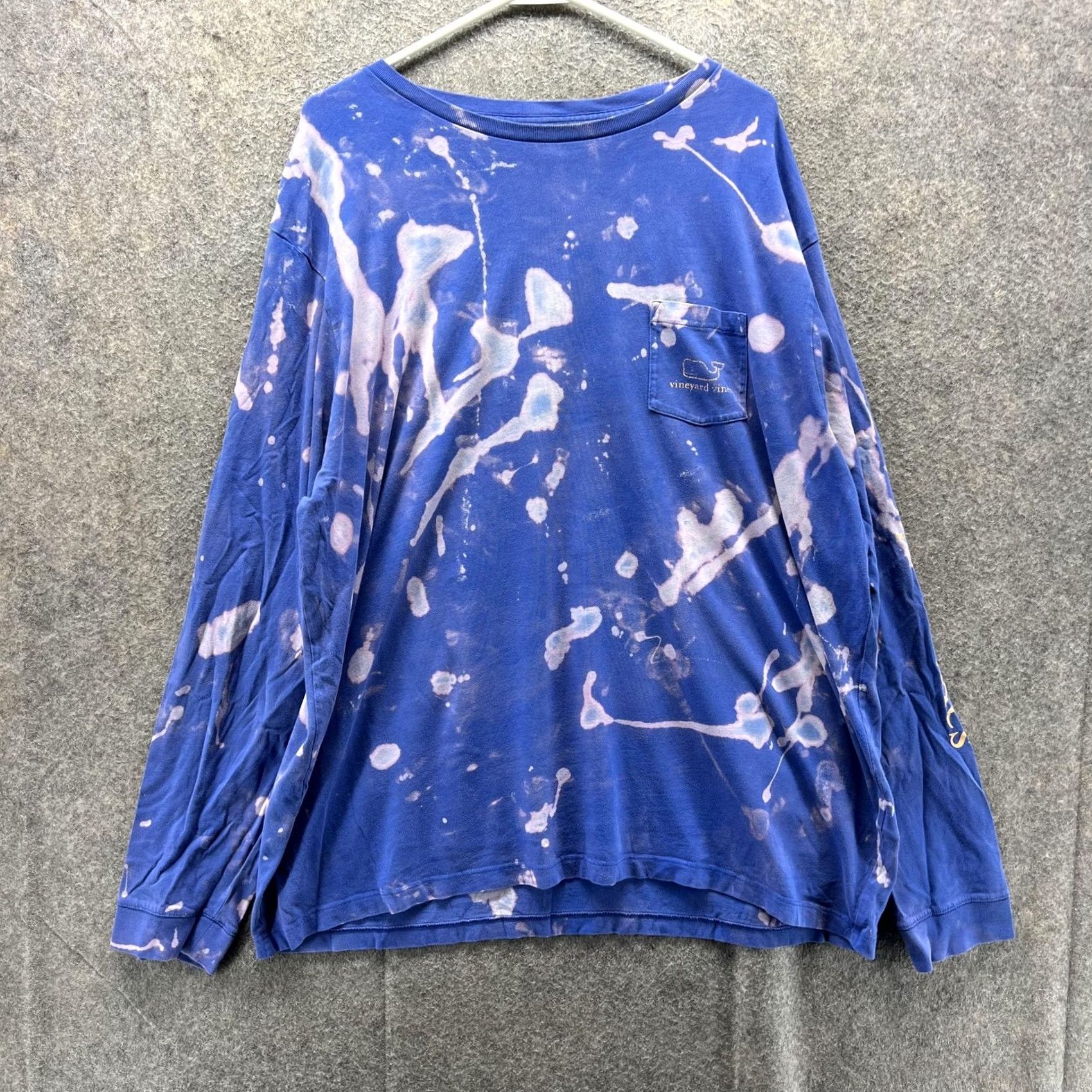 Vineyard Vines VINTAGE Vineyard Vines Shirt Mens 2XL Blue Long Sleeve Whale Logo Pocket Bleach Dye Size US XXL / EU 58 / 5 - 2 Thumbnail