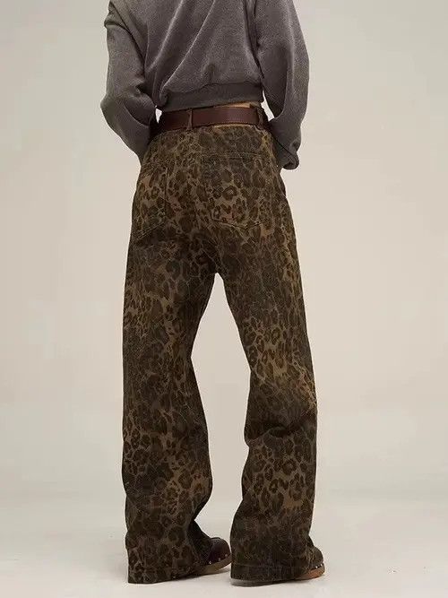 Jean Fashionable Streetwear Oversize Leopard Jeans Size 33" - 4 Thumbnail