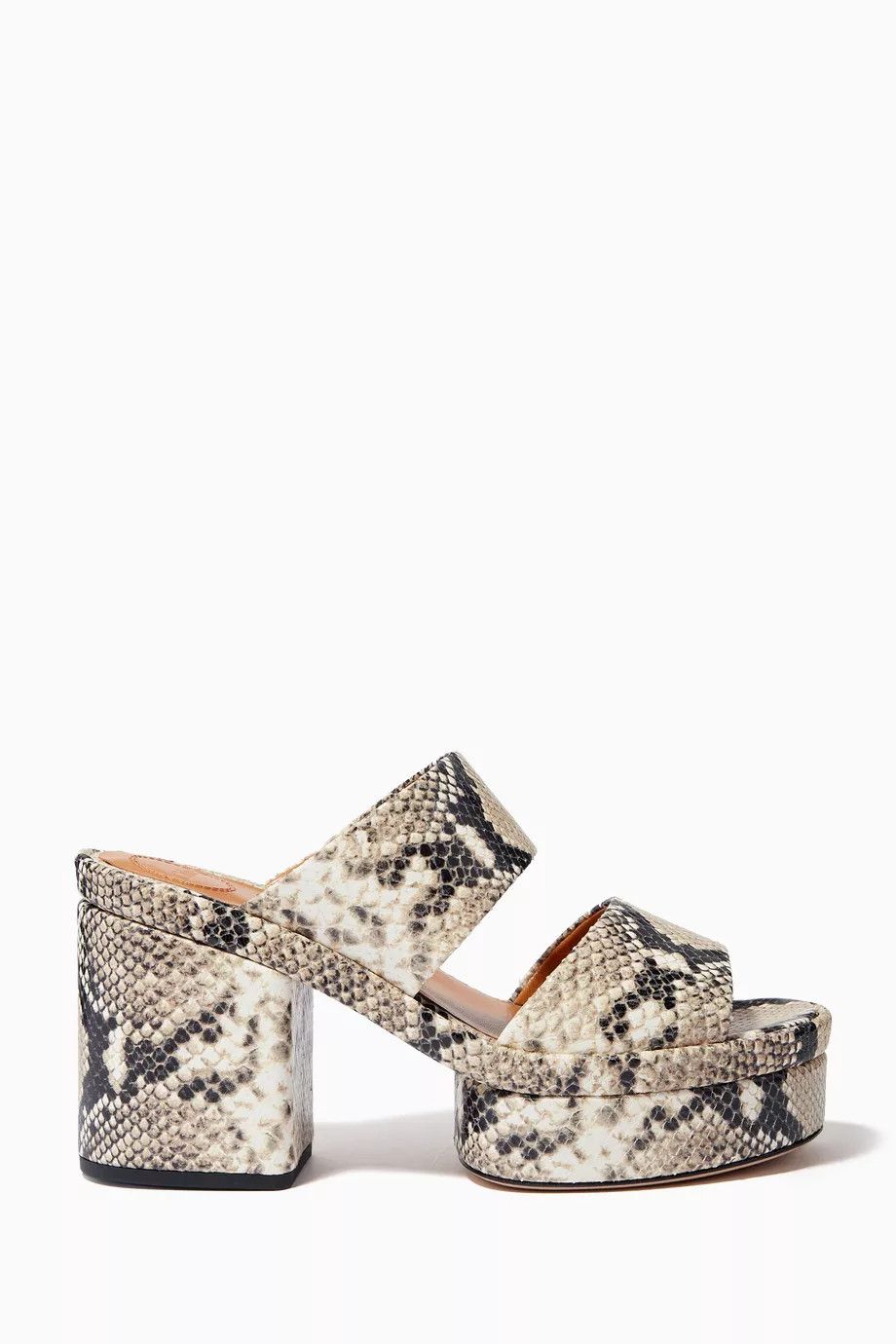 Chloe o1y0825 Leather Square Heel Mules in Beige/Black Size US 7 / IT 37 - 1 Thumbnail