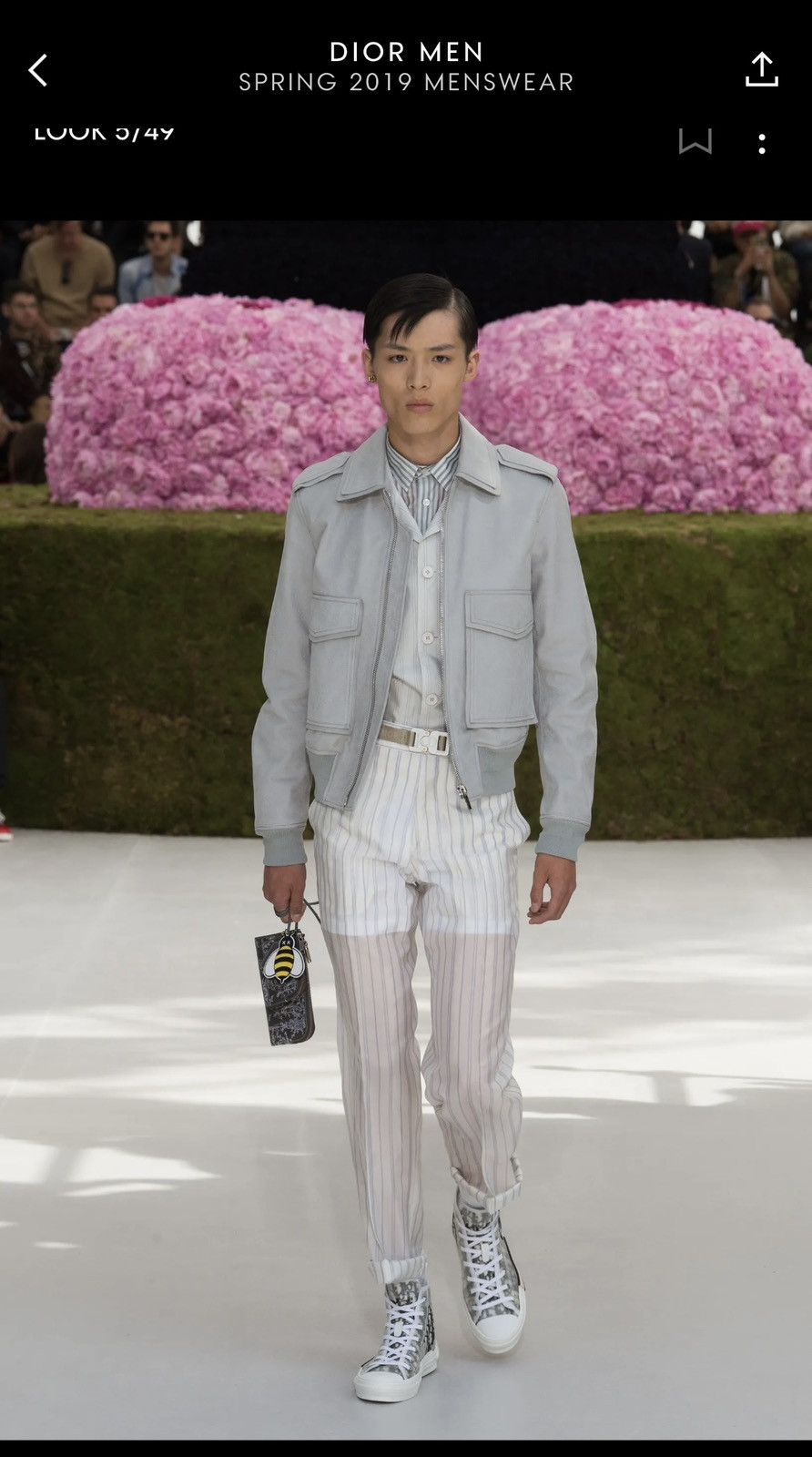Runway Dior SS19 Kim Jones Grey leather Bomber Jacket