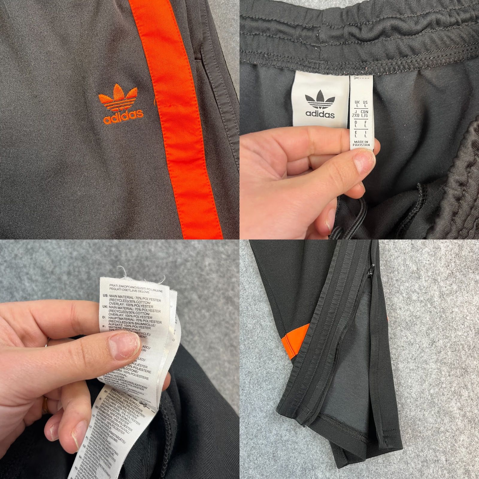 Adidas Adidas Originals Sweatpants Mens L Black Grey GK0654 Trefoil Firebird Bottoms Size US 33 - 8 Thumbnail