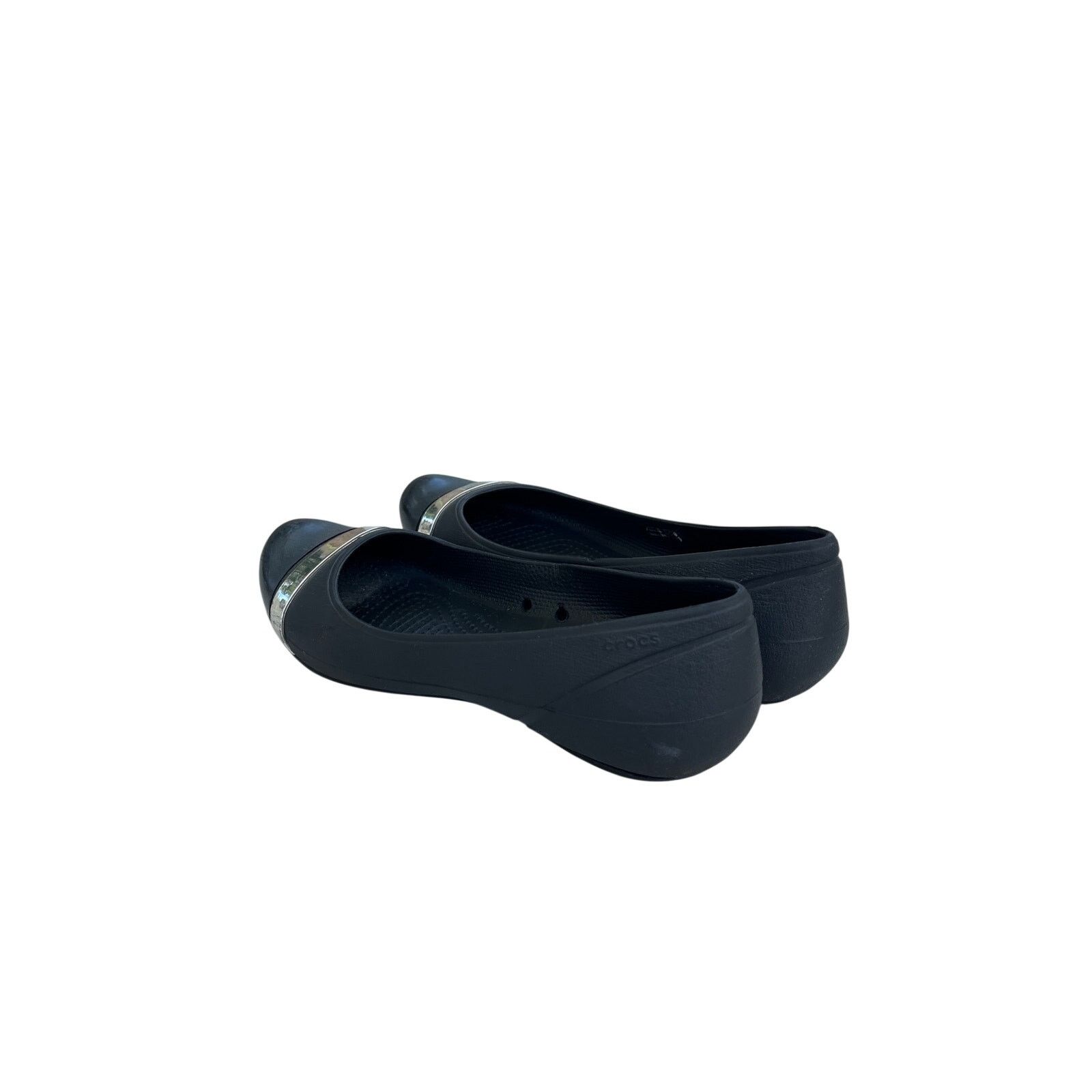 Crocs Crocs Cap Toe Mirror Ballet Flats Rubber Size 8 Black Silver Size US 8 / IT 38 - 4 Thumbnail