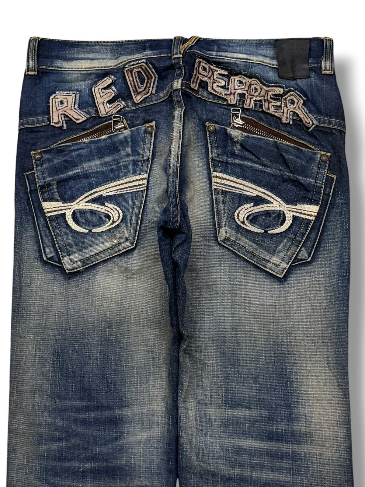 Japanese Brand Vintage Red Pepper Japan & Co | Y2K Heavy Fade Studded | W35 Size US 35 - 5 Thumbnail