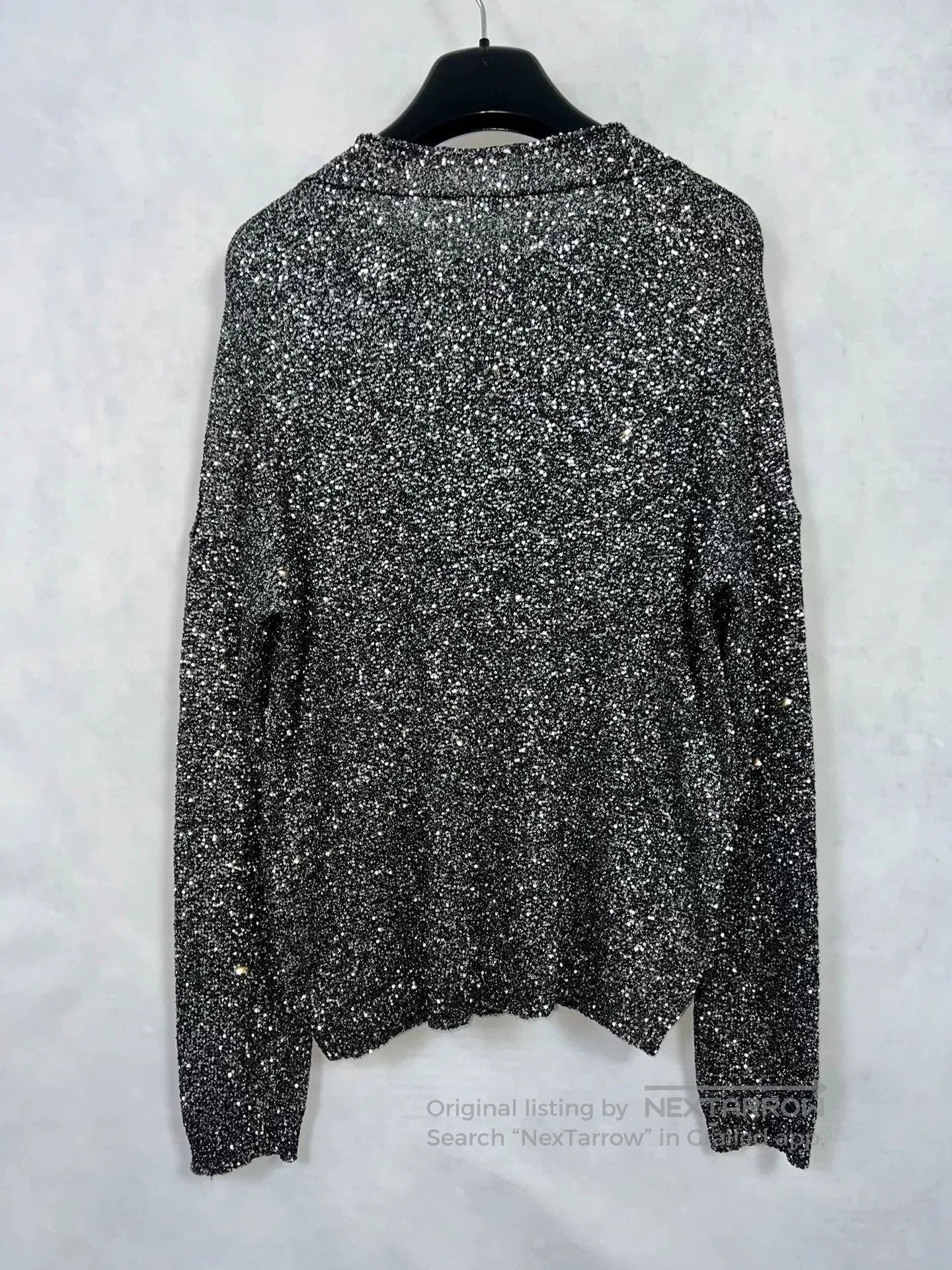 Saint Laurent Paris Saint Laurent Silver Sequin Sweater. Size L / US 10 / IT 46 - 2 Thumbnail