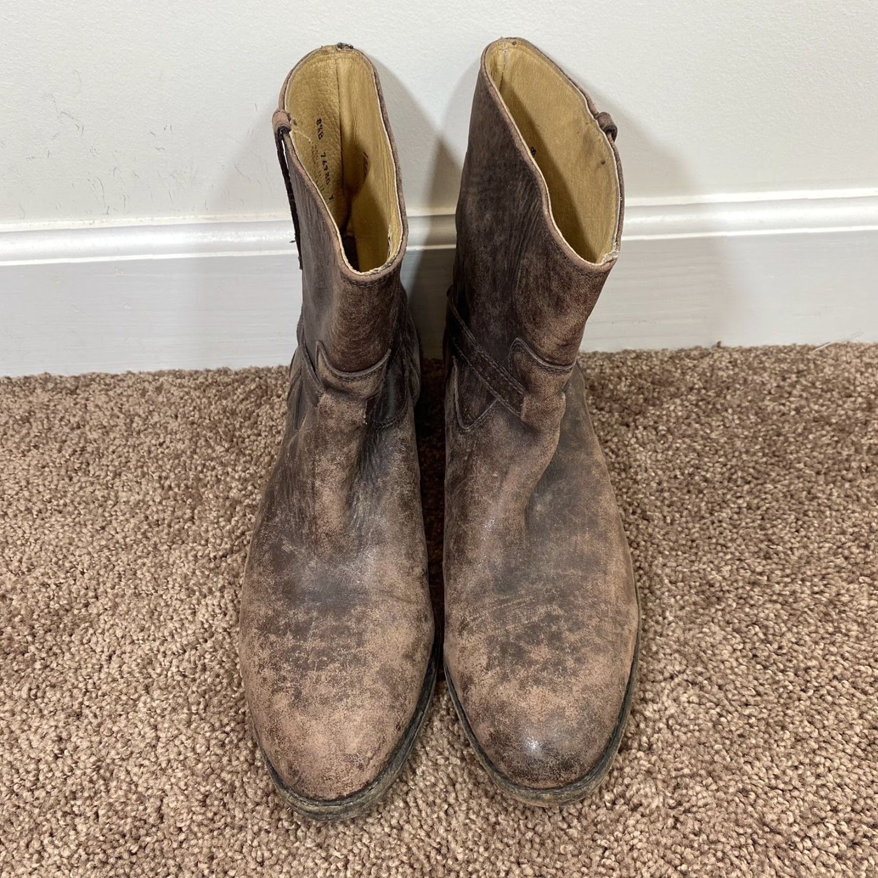 Frye FRYE Lindsay Plate Short Boots Womens 8.5 B Leather Dusty Graphite Stone Size 30" / US 8 / IT 44 - 4 Thumbnail