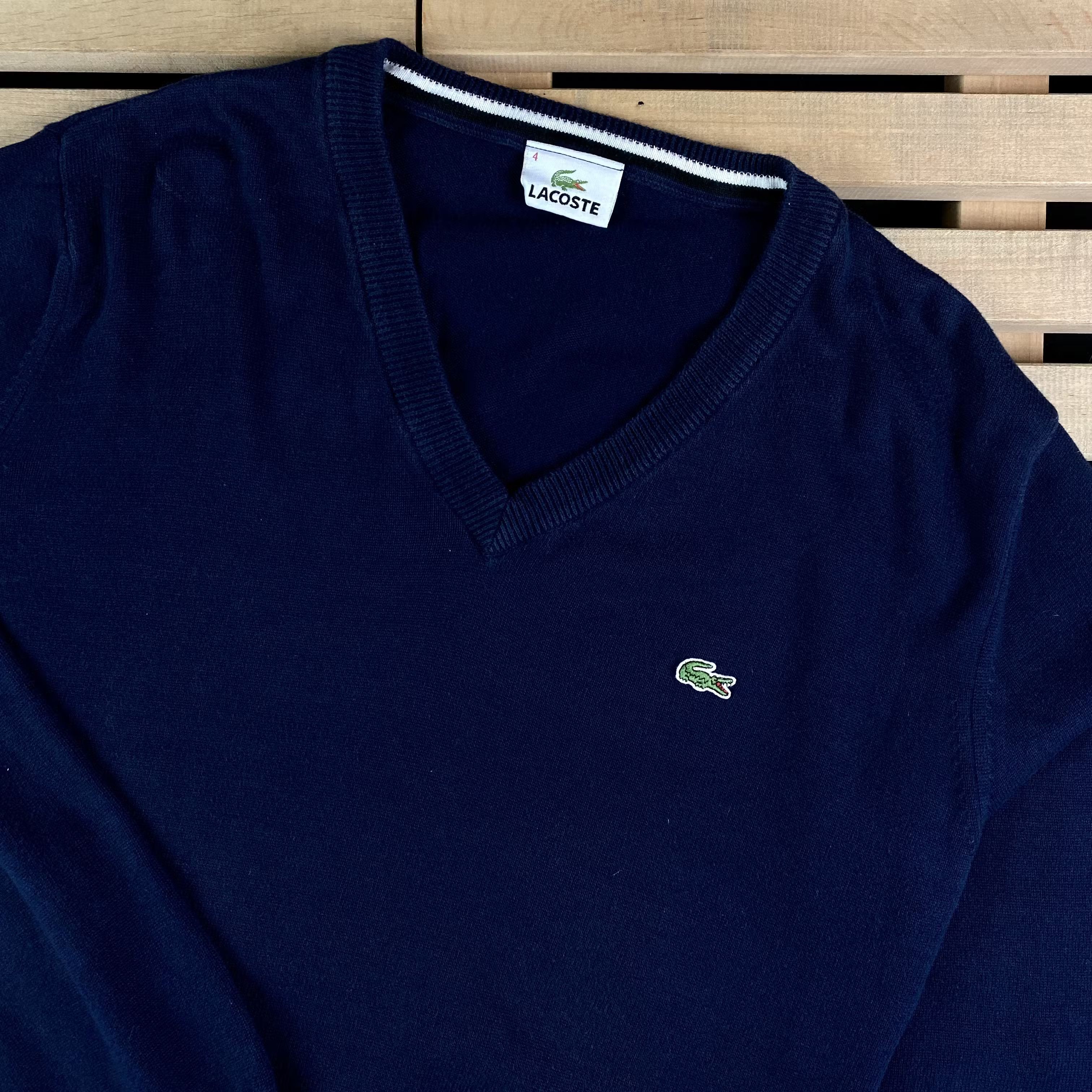 Lacoste × Vintage Mens Jumper Lacoste Vintage V Neck Size L Size US L / EU 52-54 / 3 - 2 Thumbnail
