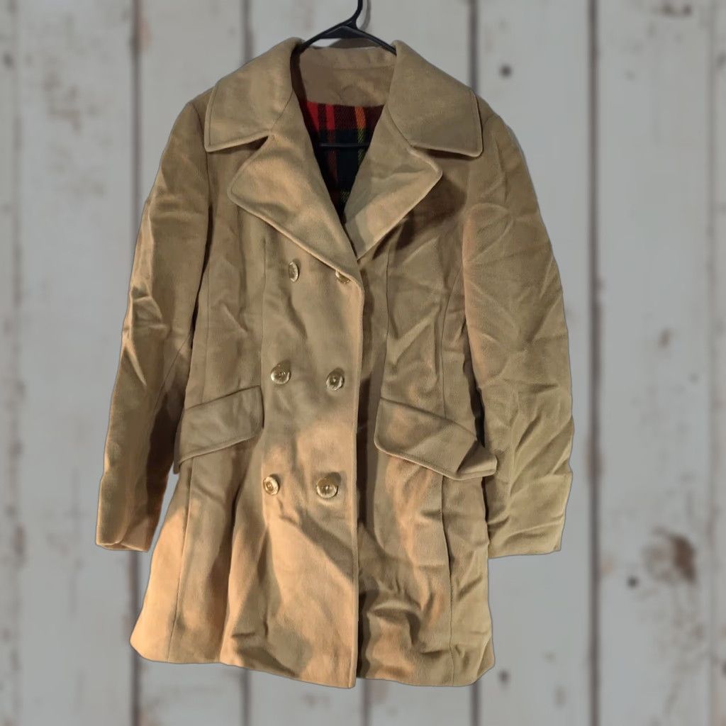Vintage Fashionbilt Casuals Beige Wool Pea Coat Womens Medium Casual Travel Workwear USA Size M / US 6-8 / IT 42-44 - 1 Thumbnail
