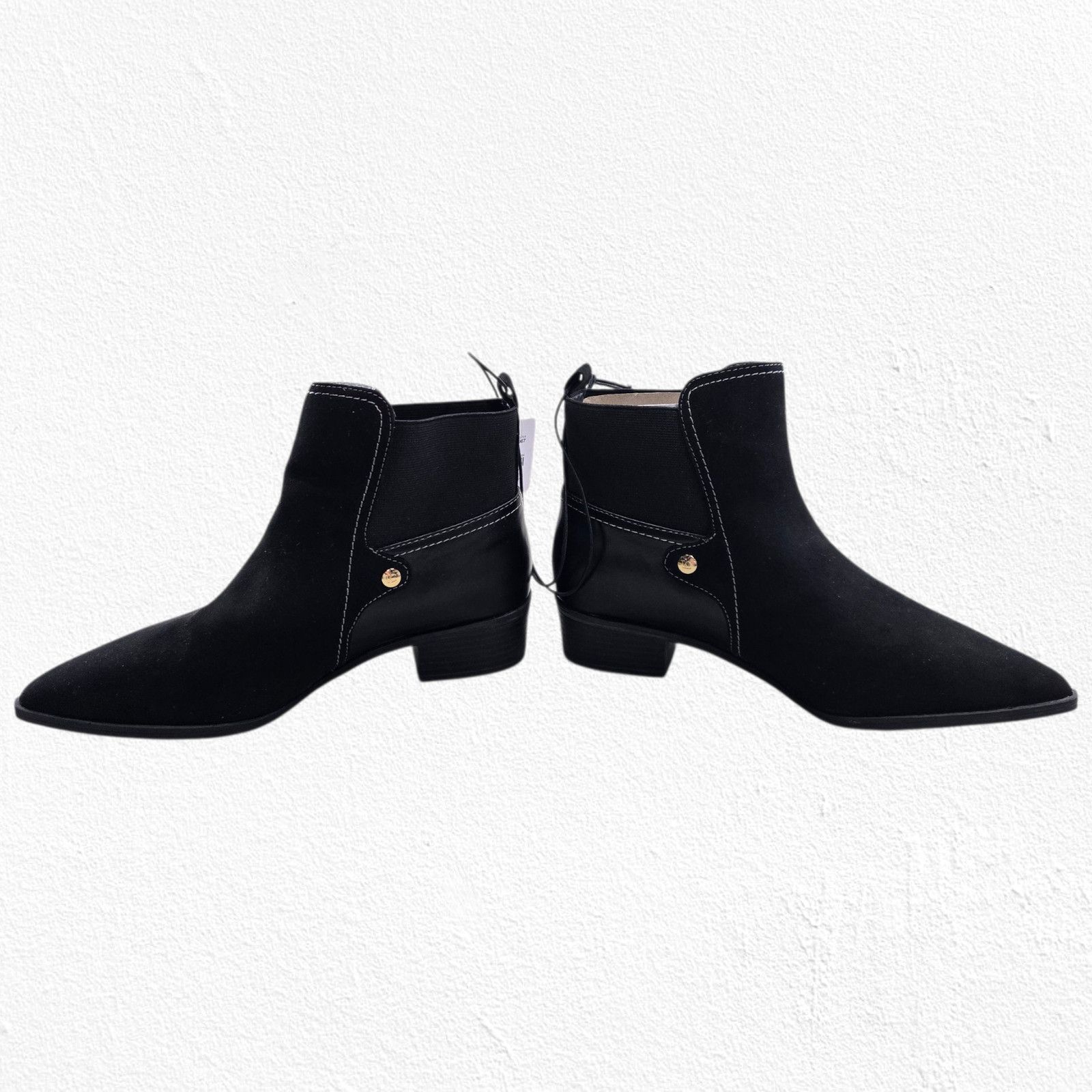 Liz Claiborne Black Suede Pointed Toe Ankle Booties Size 7.5 NIB Size US 7.5 / IT 37.5 - 2 Thumbnail