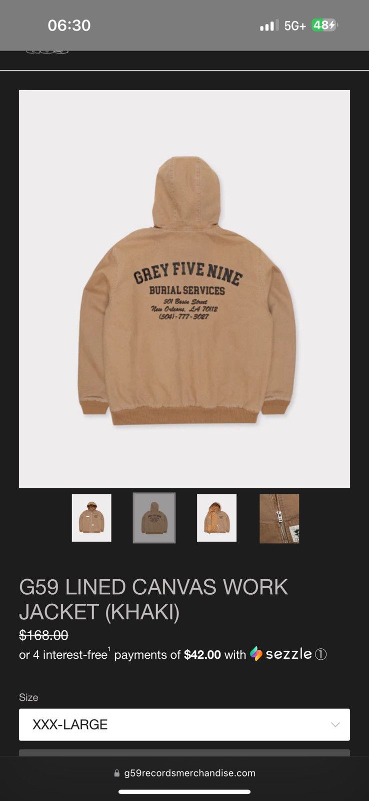 G59 Records G59 LINED CANVAS WORK JACKET (KHAKI) Size US XXL / EU 58 / 5 - 2 Thumbnail