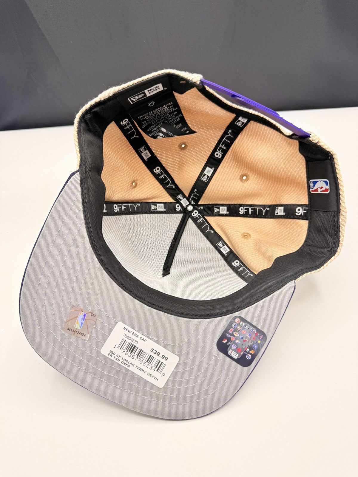 New Era Los Angeles Lakers Hat Men Tan/Purple Corduroy 9Fifty Size ONE SIZE - 6 Thumbnail