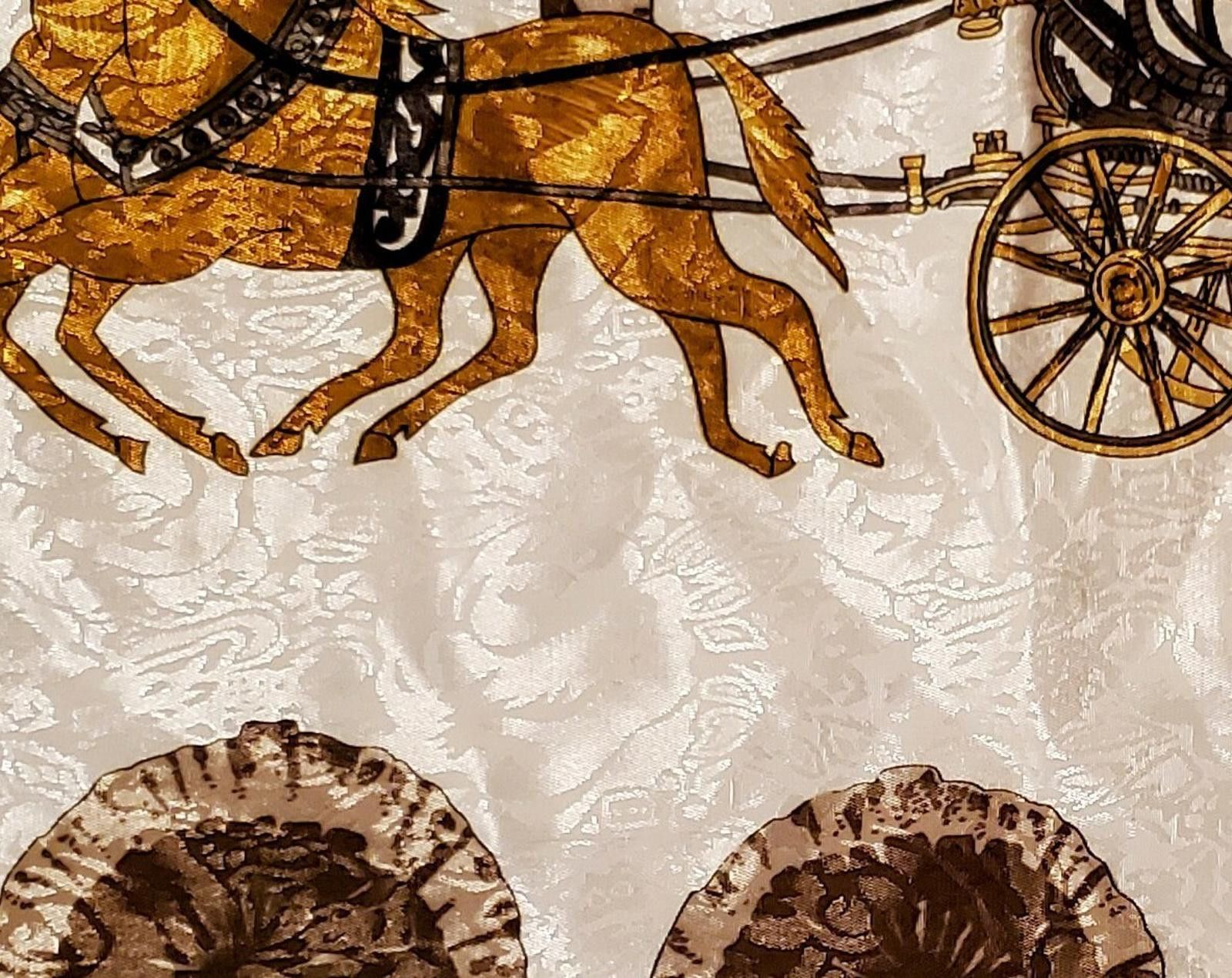 The Unbranded Brand Vintage Horse and Carriage/Buggy Silky Handkerchief/Scarf Size ONE SIZE - 3 Thumbnail