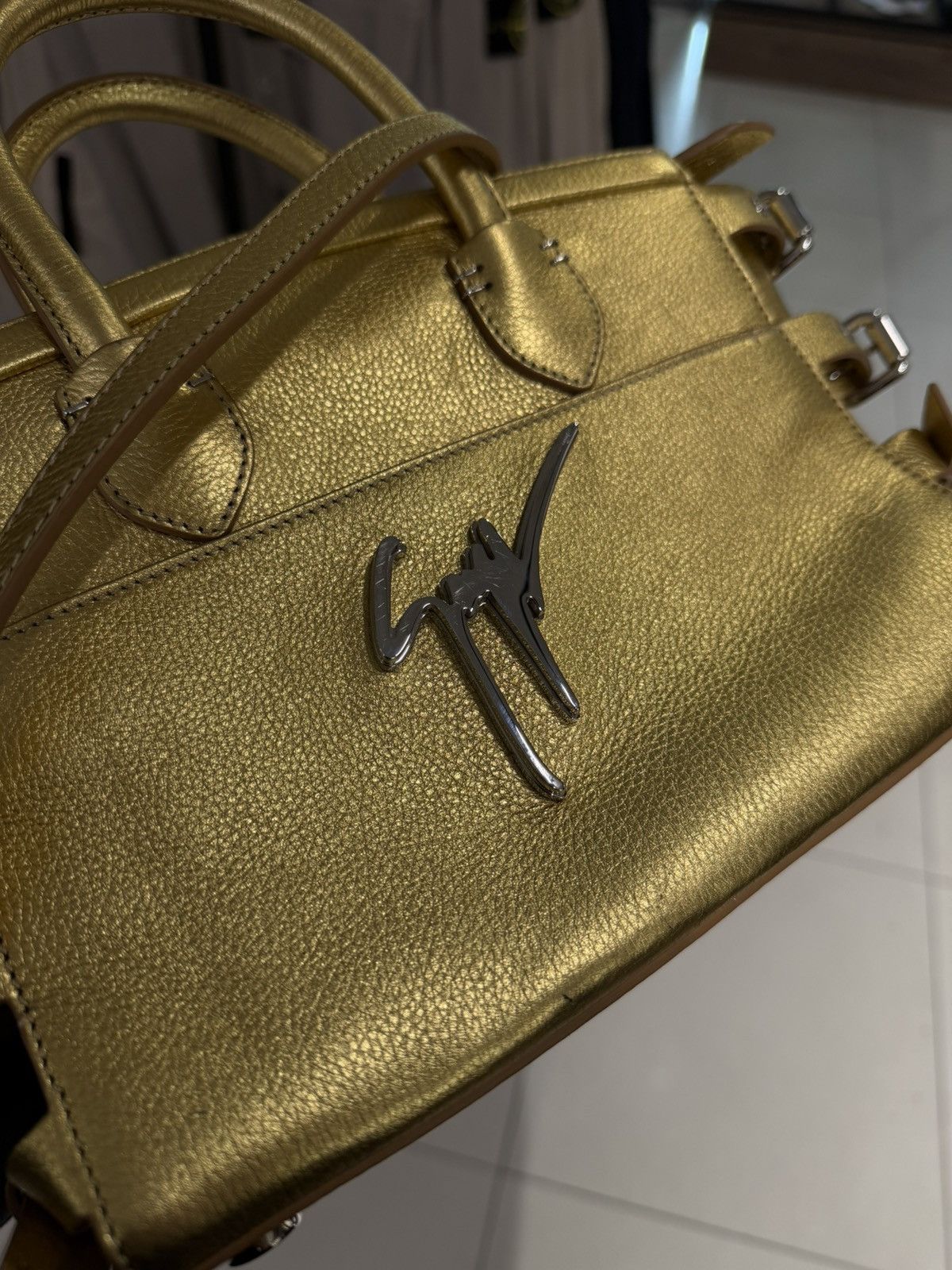 Giuseppe Zanotti Giuseppe Zanotti Gold Metallic leather Top Handle Bag logo Size ONE SIZE - 9 Thumbnail
