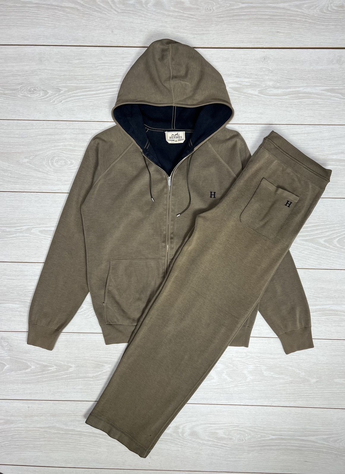 Hermes Hermès Cotton & Cashmere Zip-Up Hoodie & Sweatpants Suit Set Size US M / EU 48-50 / 2 - 1 Thumbnail