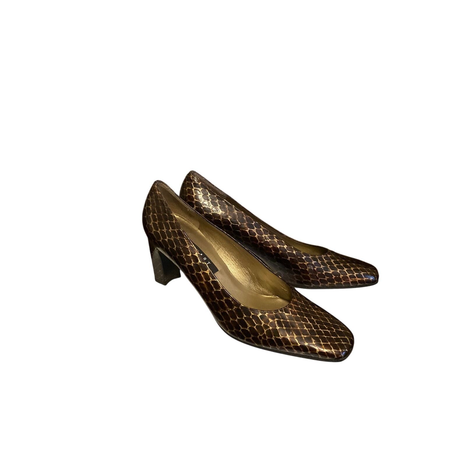 Stuart Weitzman STUART WEITZMAN – Embossed Leather Block Heels (Sz 8.5) Size US 8.5 / IT 38.5 - 3 Thumbnail