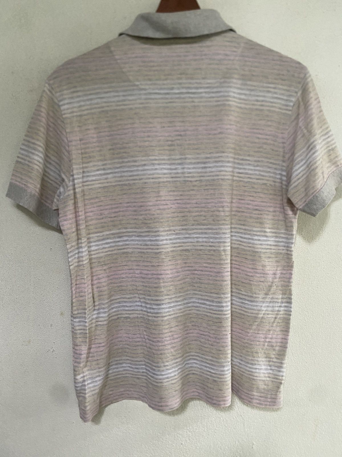 Burberry × Japanese Brand Burberry Golf White Striped Short Sleeve Collar T Shirt Size US M / EU 48-50 / 2 - 8 Thumbnail