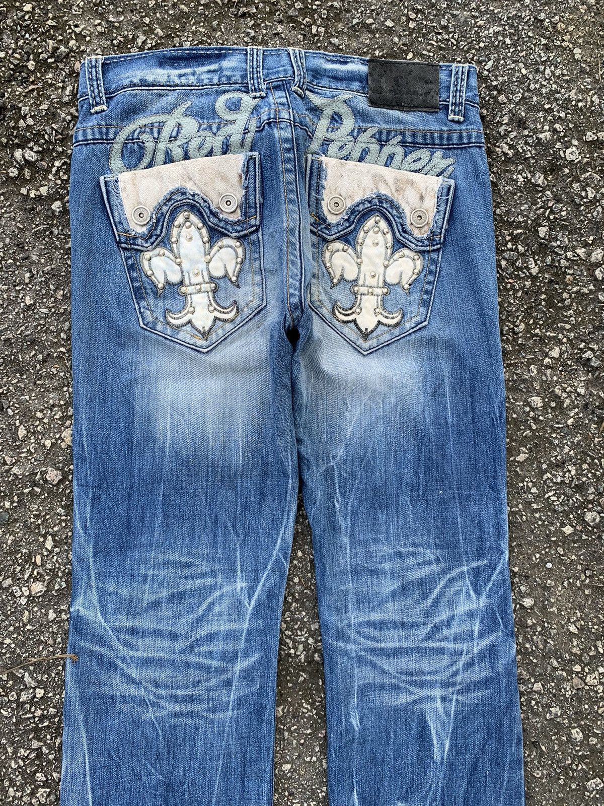 If Six Was Nine × Le Grande Bleu (L.G.B.) RED PEPPER JAPANES FADED & RUSTY PUNK STYLE DISTRESSED DENIM Size US 34 / EU 50 - 6 Thumbnail