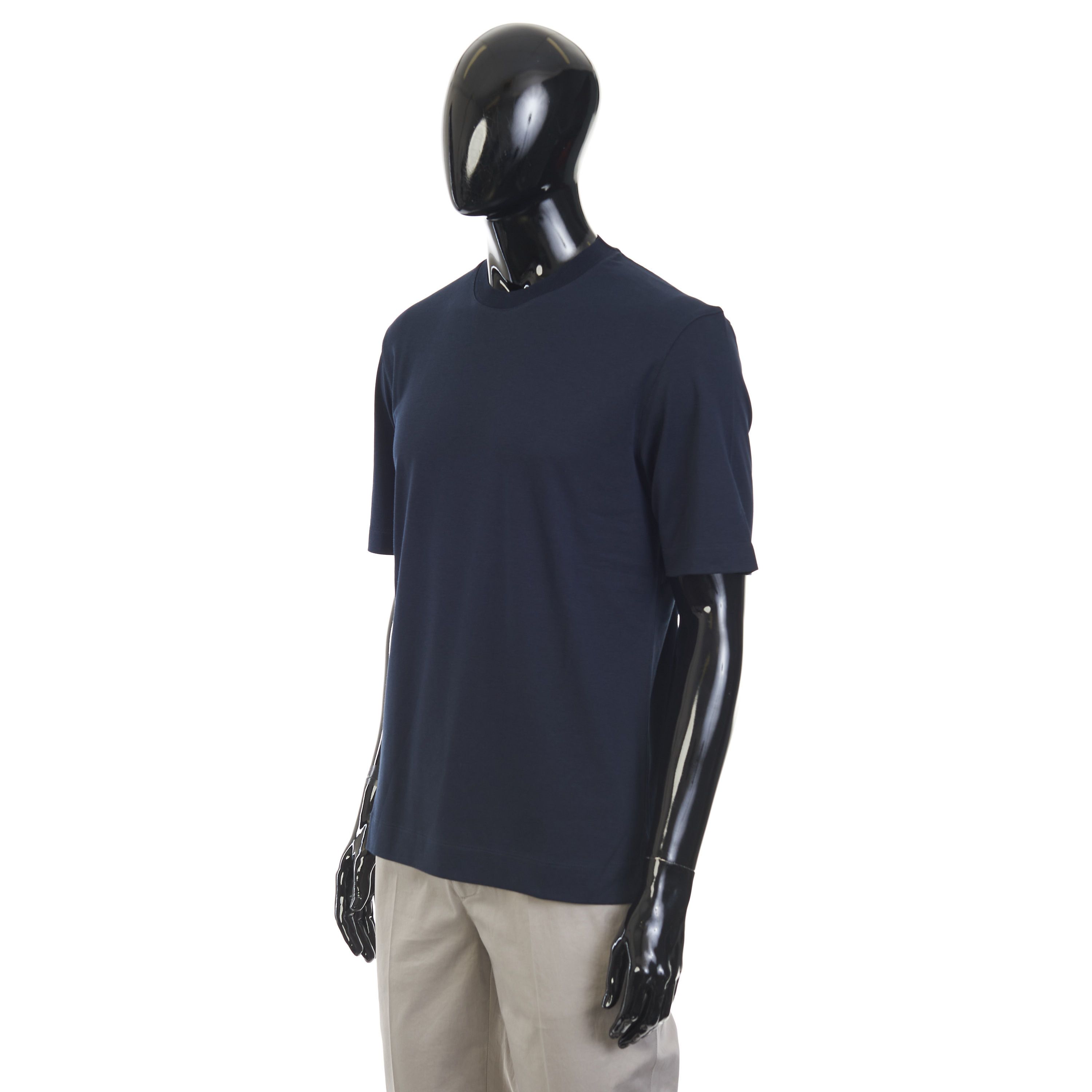 Ermenegildo Zegna Navy Blue Silk & Cotton Crewneck Tshirt Size US S / EU 44-46 / 1 - 2 Thumbnail