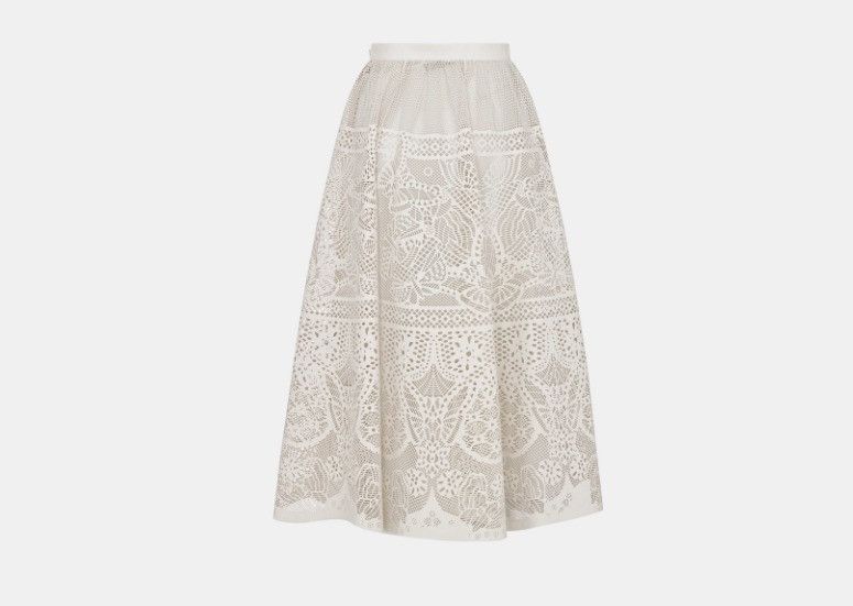 Dior o1w1db10425 415J51A Midi Skirt in Ecru Size 30" / US 8 / IT 44 - 2 Thumbnail