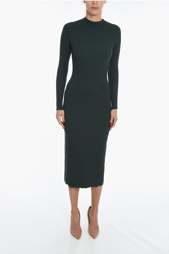 image of Aeron Zero Open Back Ribbed Lara Bodycon Dress in Green, Women's (Size Medium)