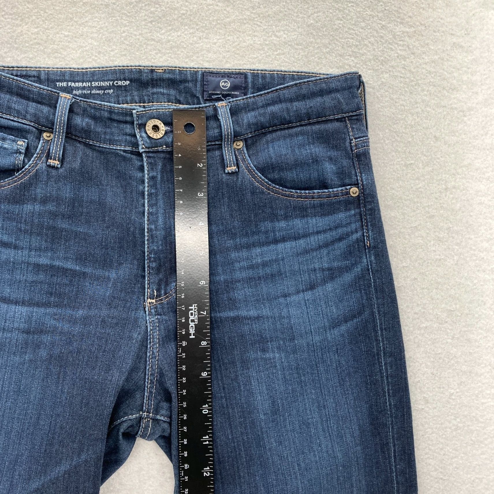 Farah AG Adriano Goldschmied The Farrah Skinny Crop Women's 27 Dark Blue Denim Jeans Size 27" / US 4 / IT 40 - 7 Thumbnail