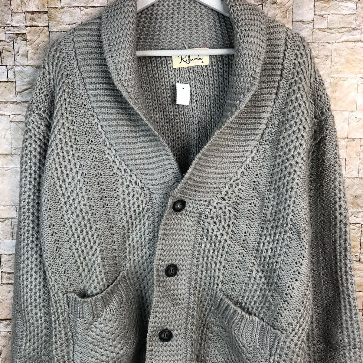 Homespun Knitwear RJumbo Purple Cardigan cable Knitwear #A1083 Size US L / EU 52-54 / 3 - 5 Thumbnail